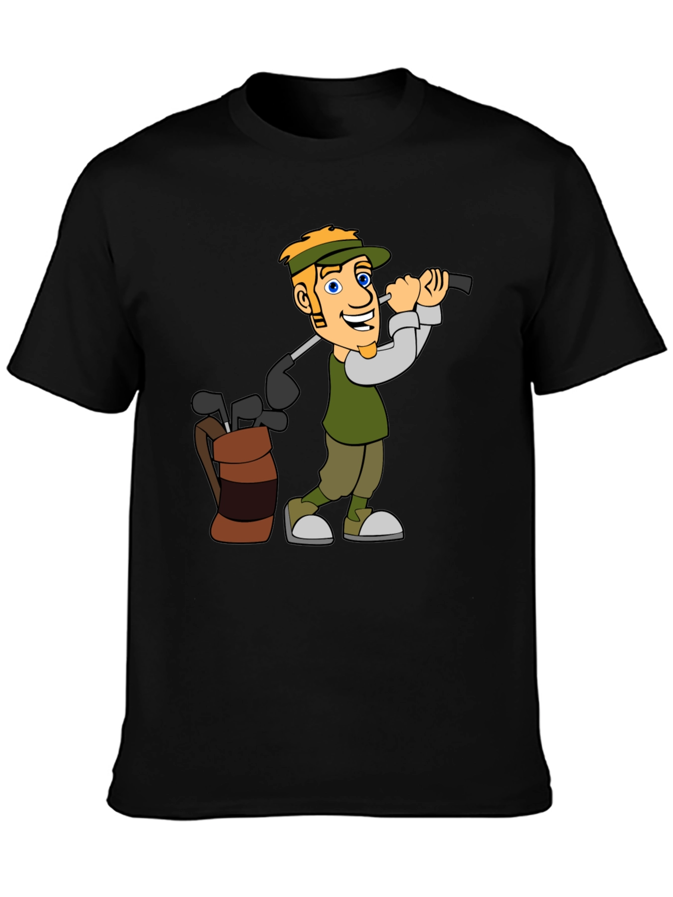 Golf Cartoon Graphic Tee - Black T-Shirt