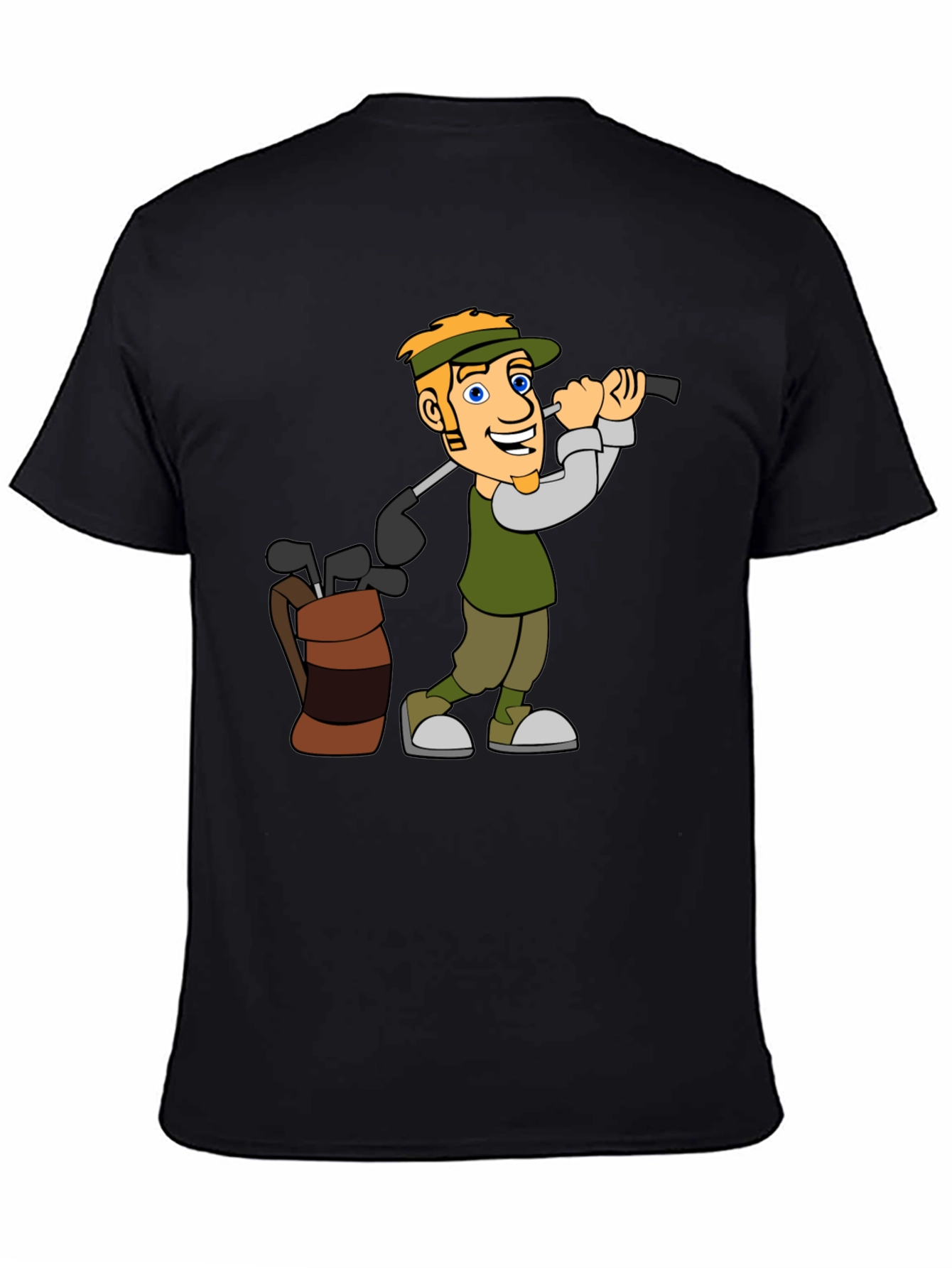 Golf Cartoon Graphic Tee - Black T-Shirt