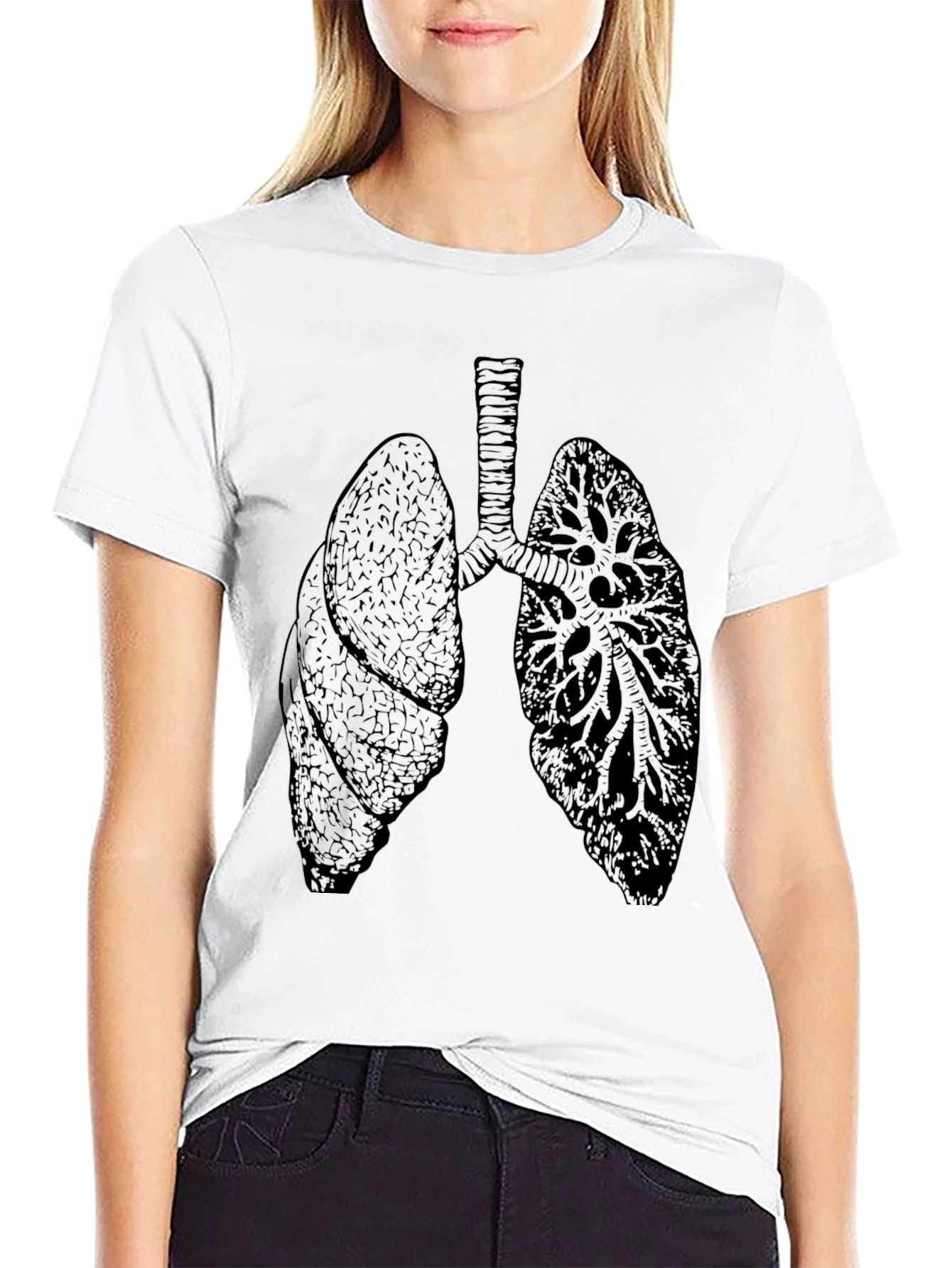 Lung Anatomy Graphic Tee - Unisex Black T-Shirt