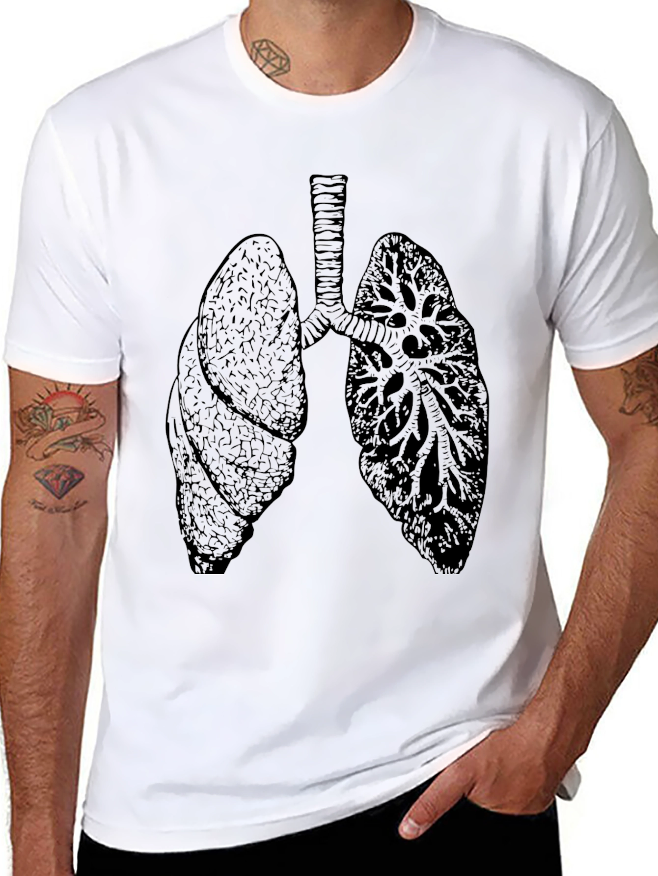 Lung Anatomy Graphic Tee - Unisex Black T-Shirt
