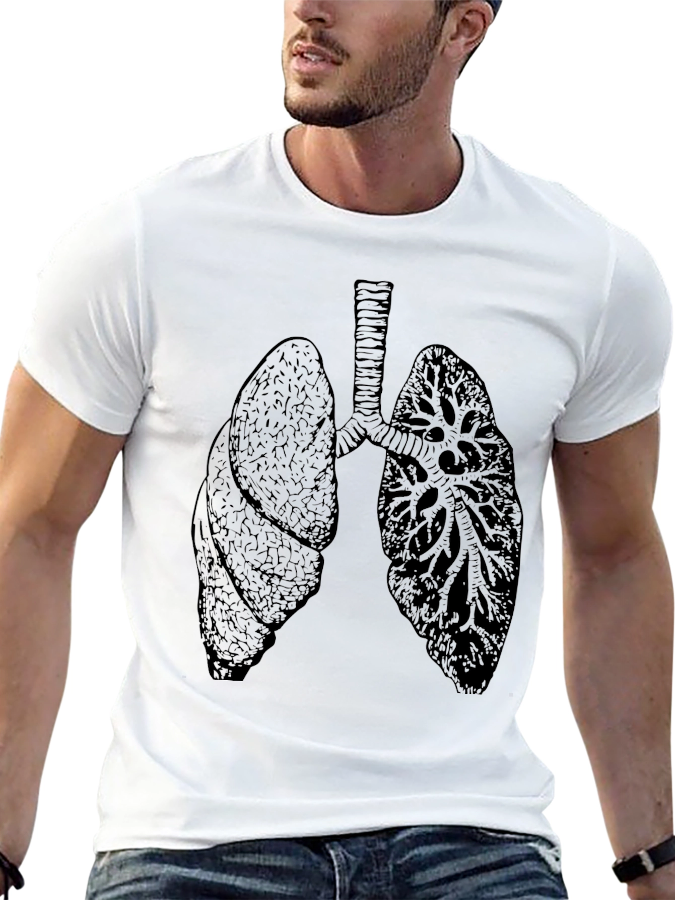 Lung Anatomy Graphic Tee - Unisex Black T-Shirt