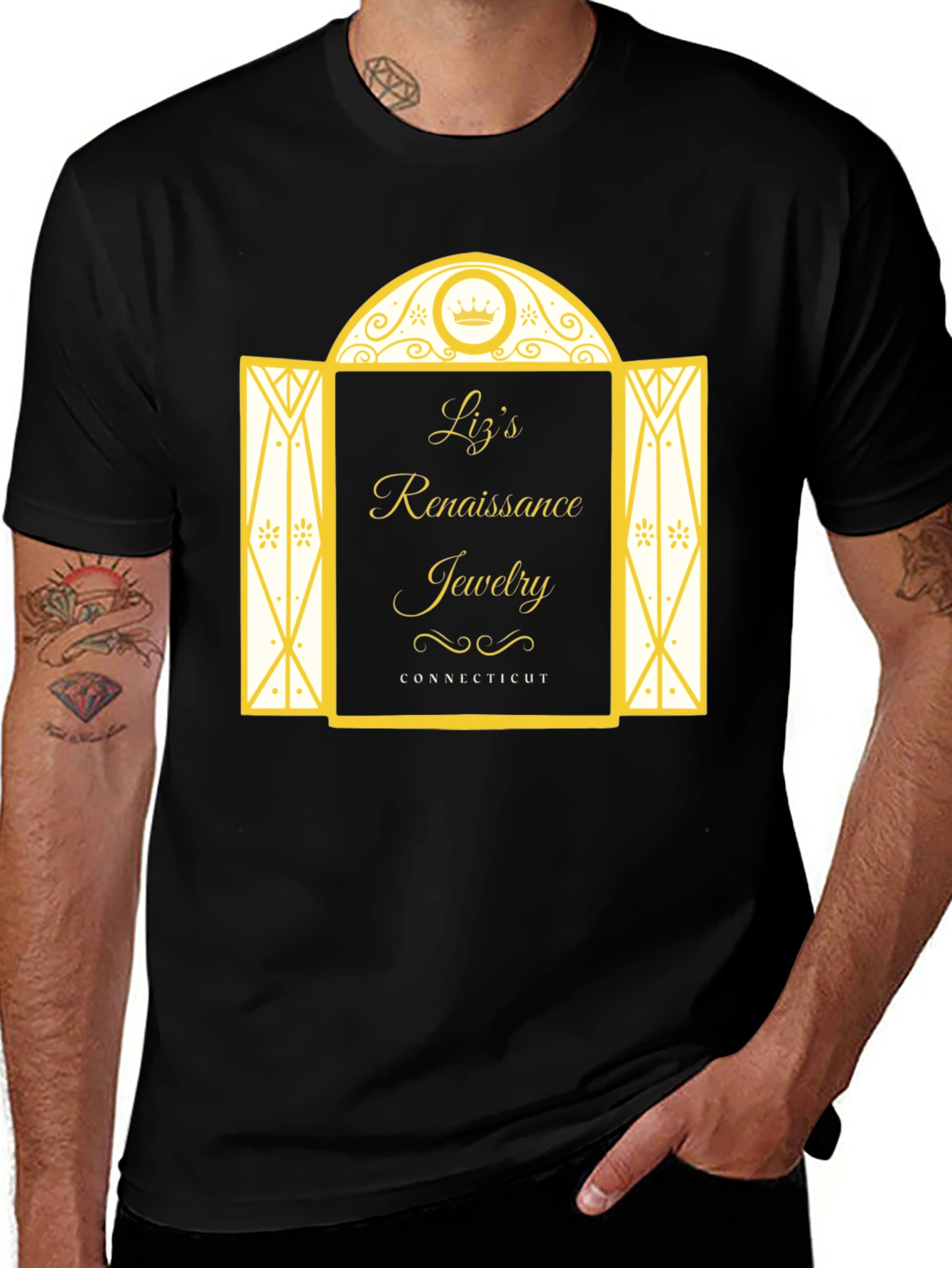 Lizs Renaissance Jewelry Black T-Shirt
