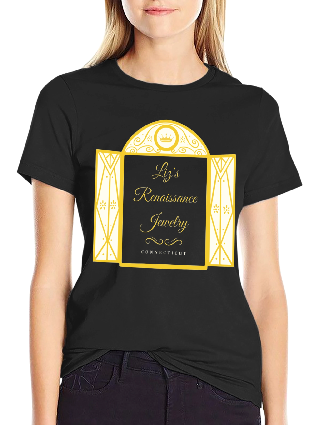 Lizs Renaissance Jewelry Black T-Shirt