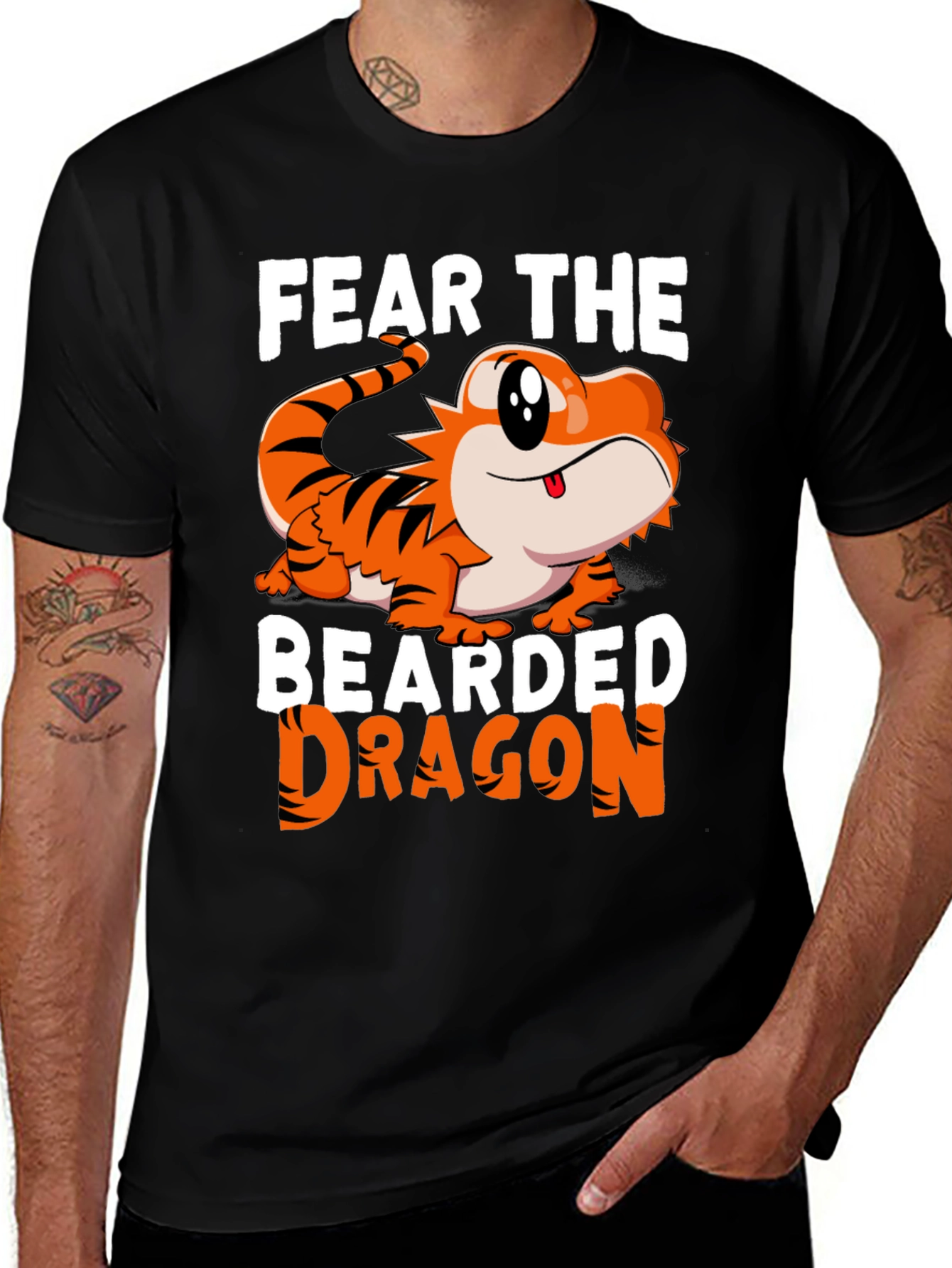 Fear The Bearded Dragon T-Shirt Funny Pet Reptile Tee