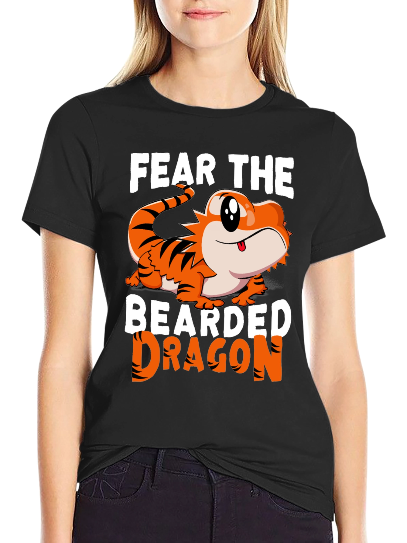 Fear The Bearded Dragon T-Shirt Funny Pet Reptile Tee