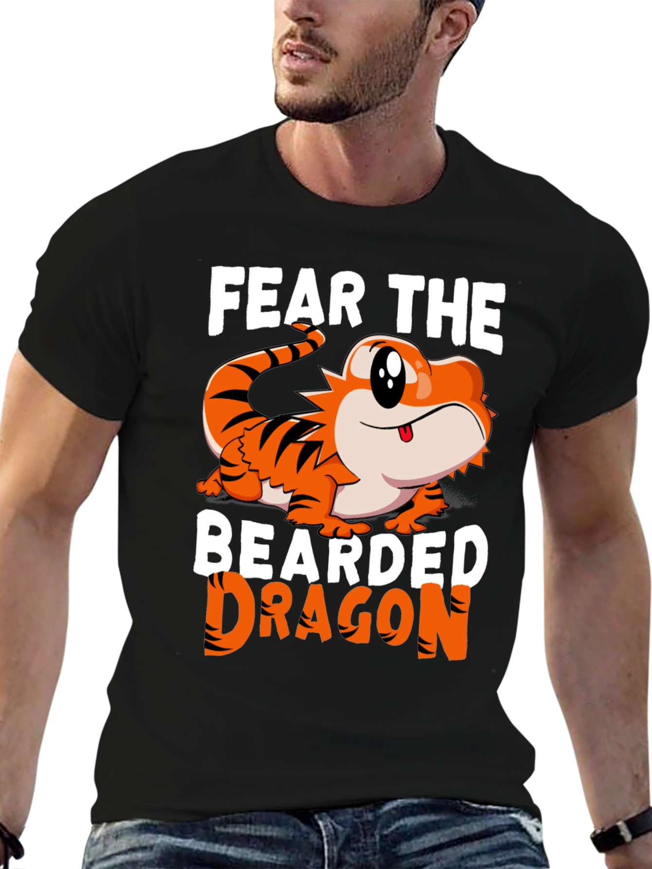 Fear The Bearded Dragon T-Shirt Funny Pet Reptile Tee