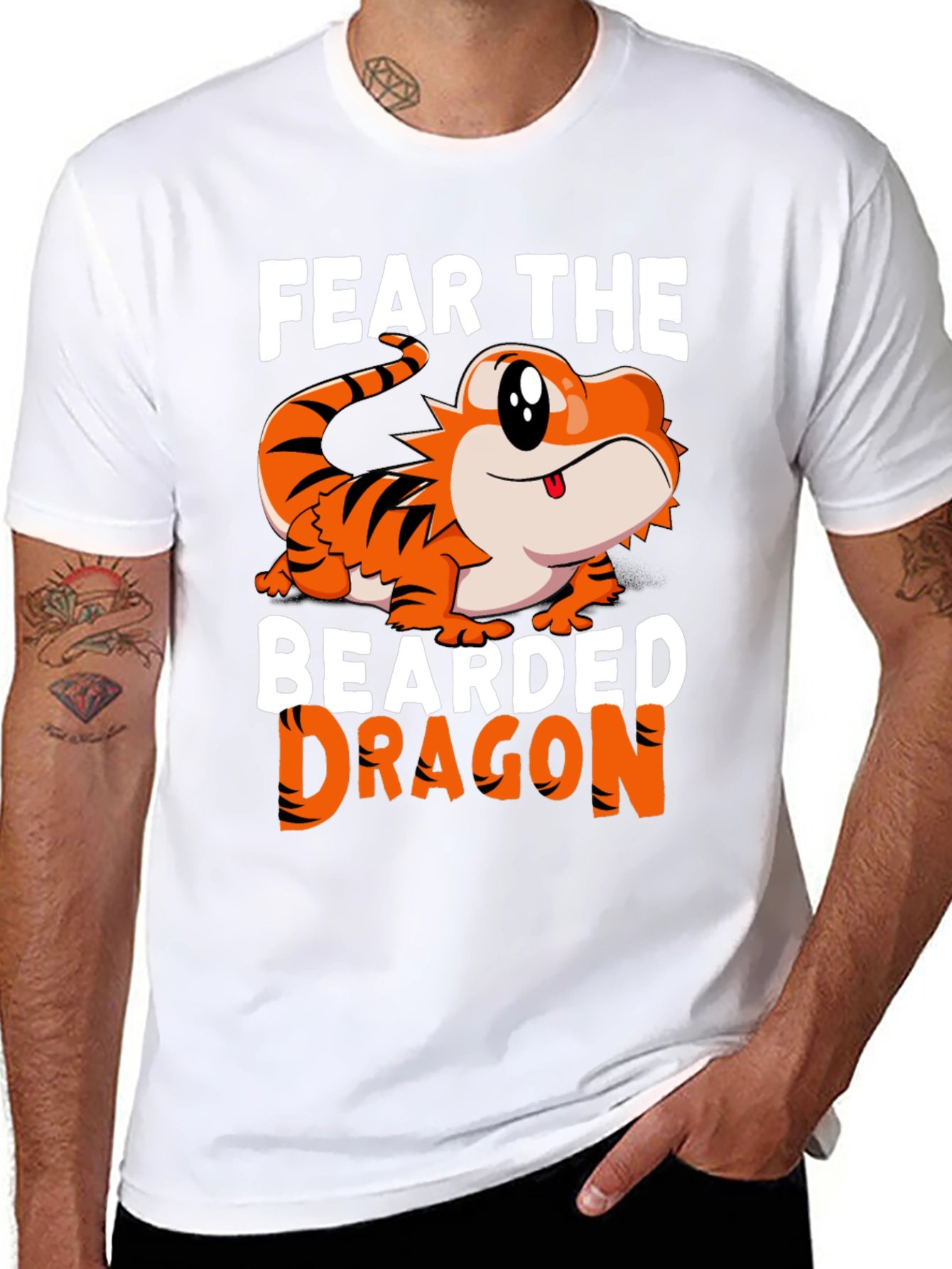 Fear The Bearded Dragon T-Shirt Funny Pet Reptile Tee
