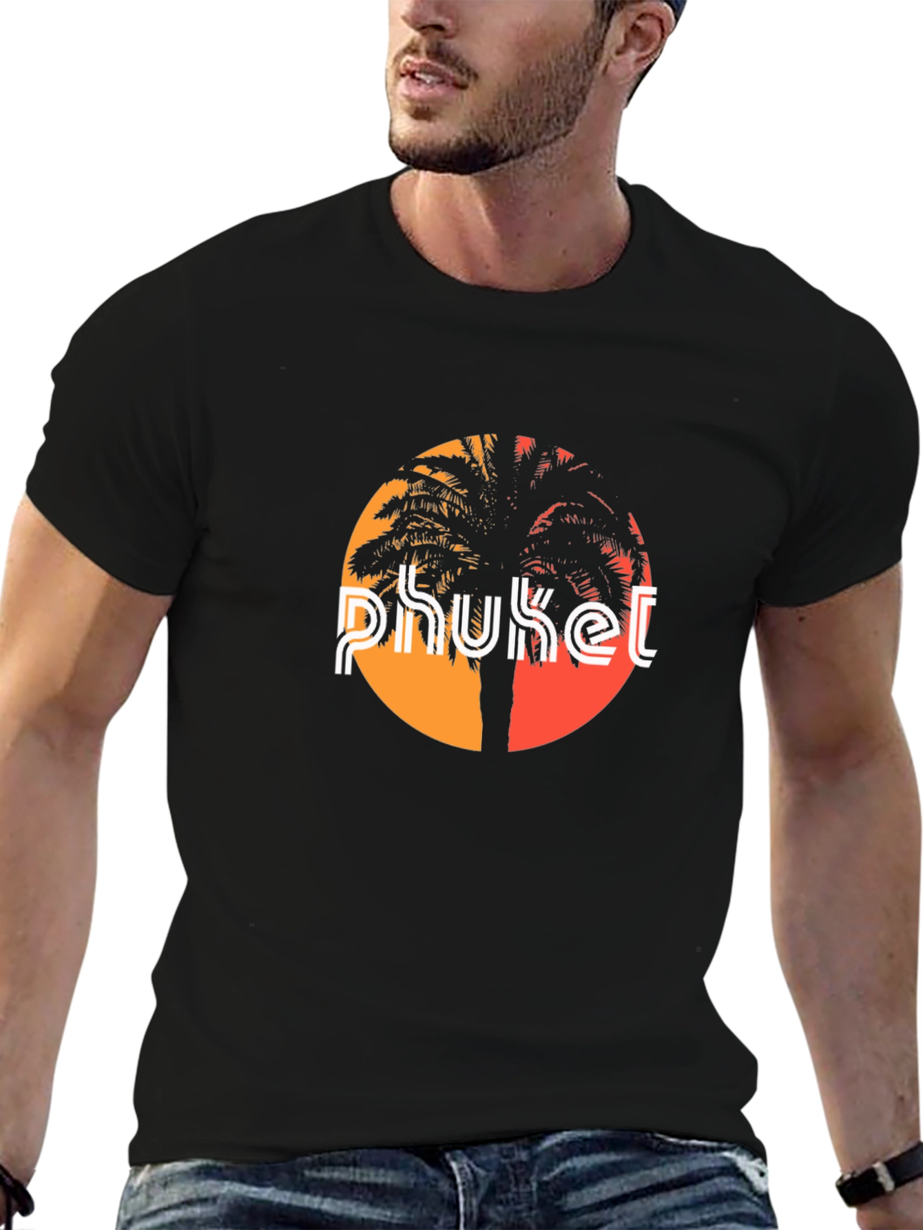 Phuket Palm Tree Graphic Tee - Tropical Island Style