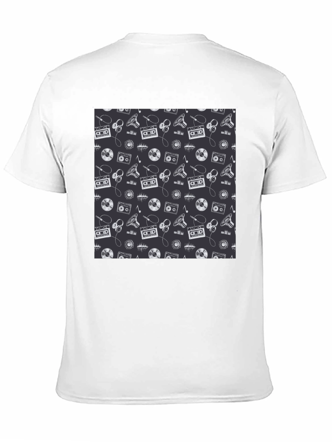 Retro Music Pattern Black T-Shirt