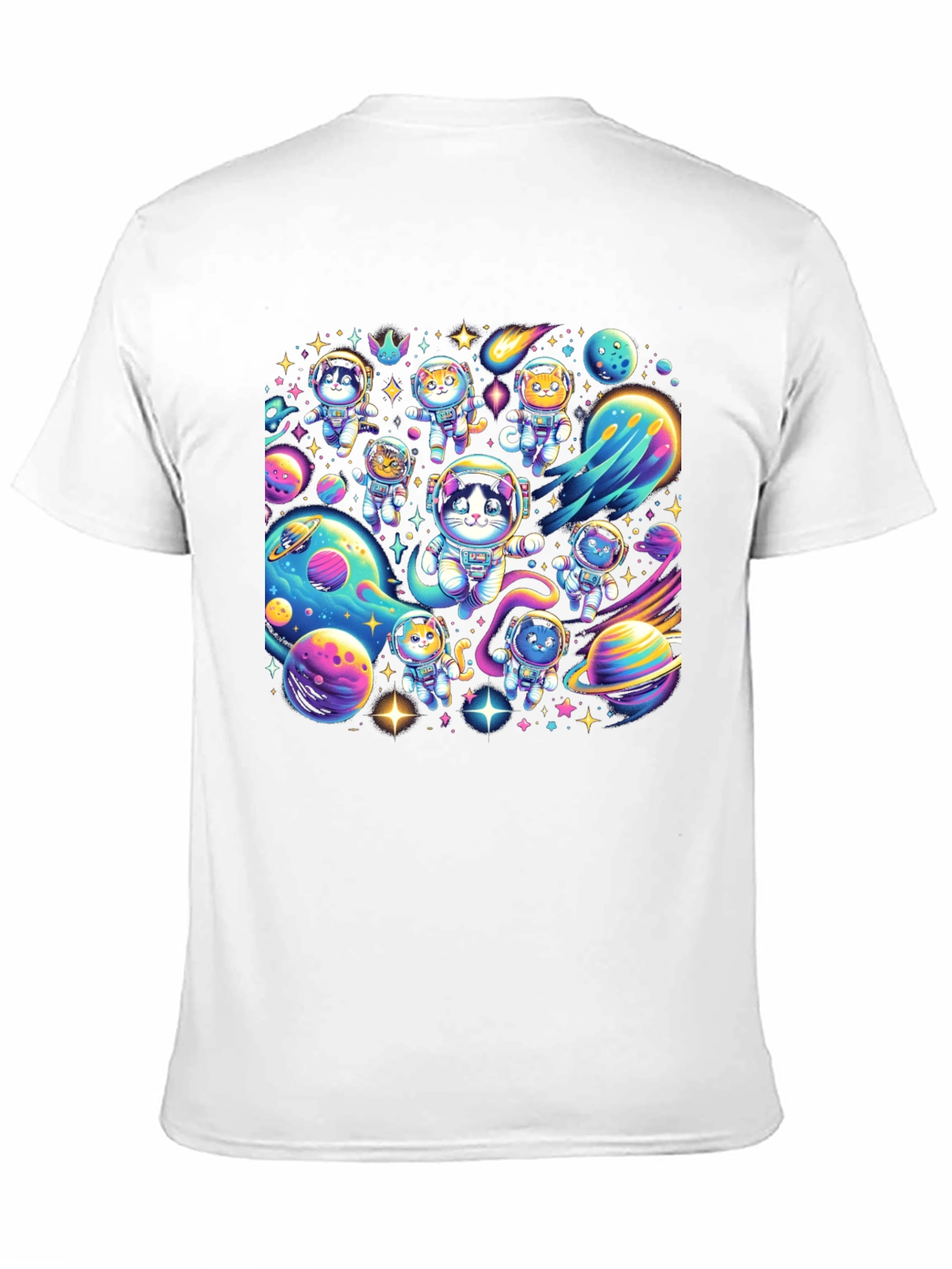 Cosmic Cat Astronauts Black T-Shirt