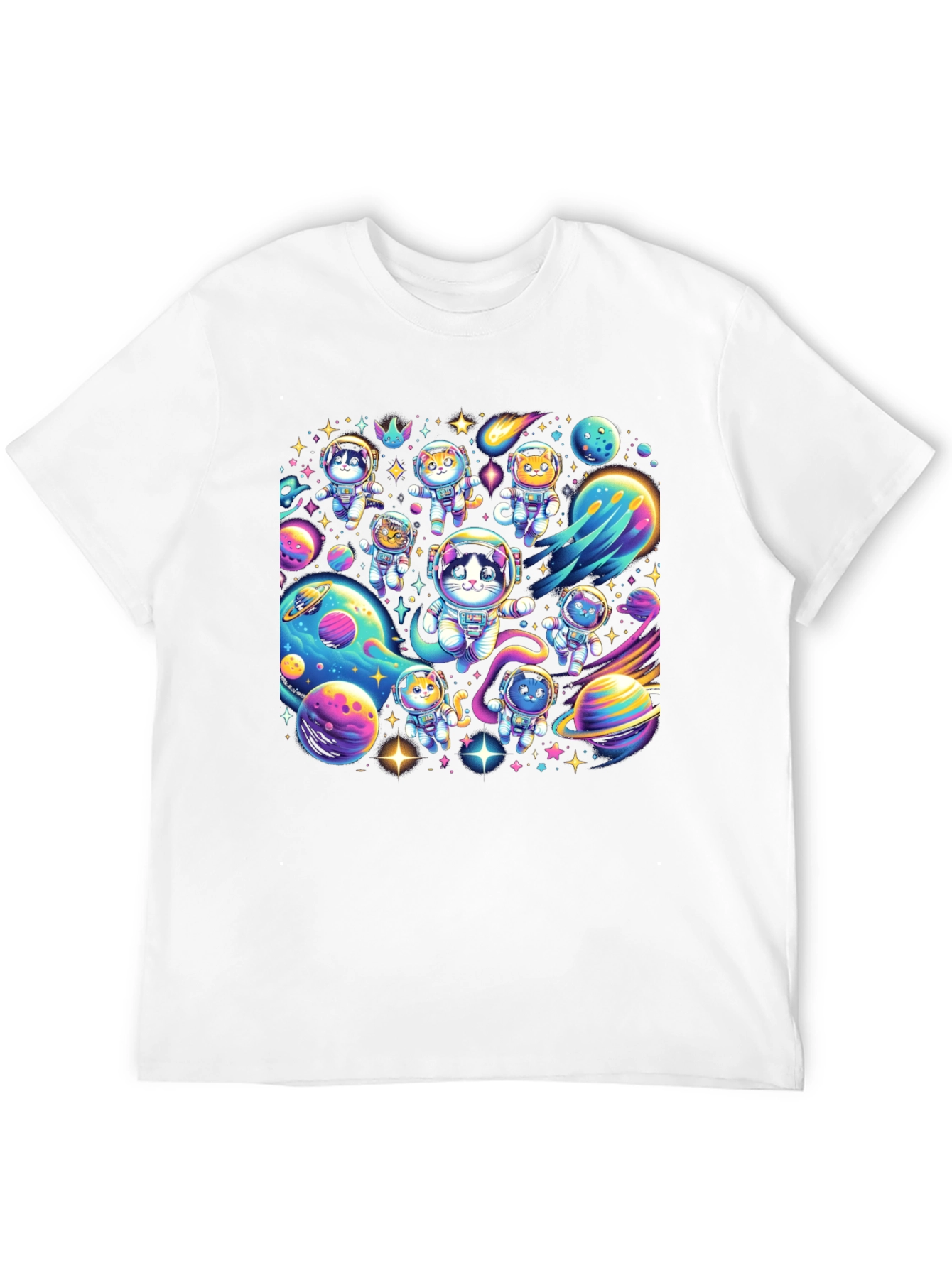 Cosmic Cat Astronauts Black T-Shirt