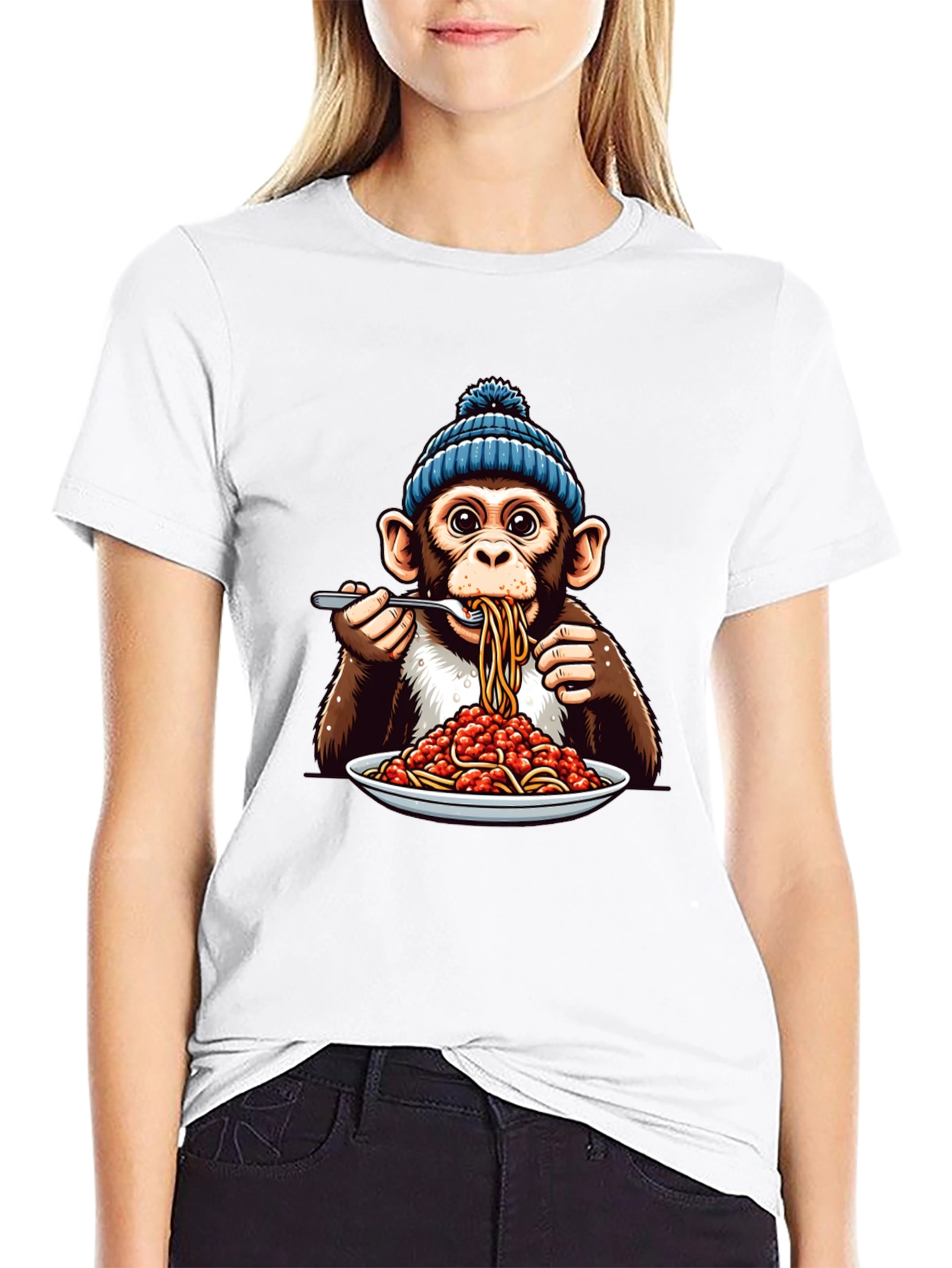 Monkey Eating Spaghetti T-Shirt