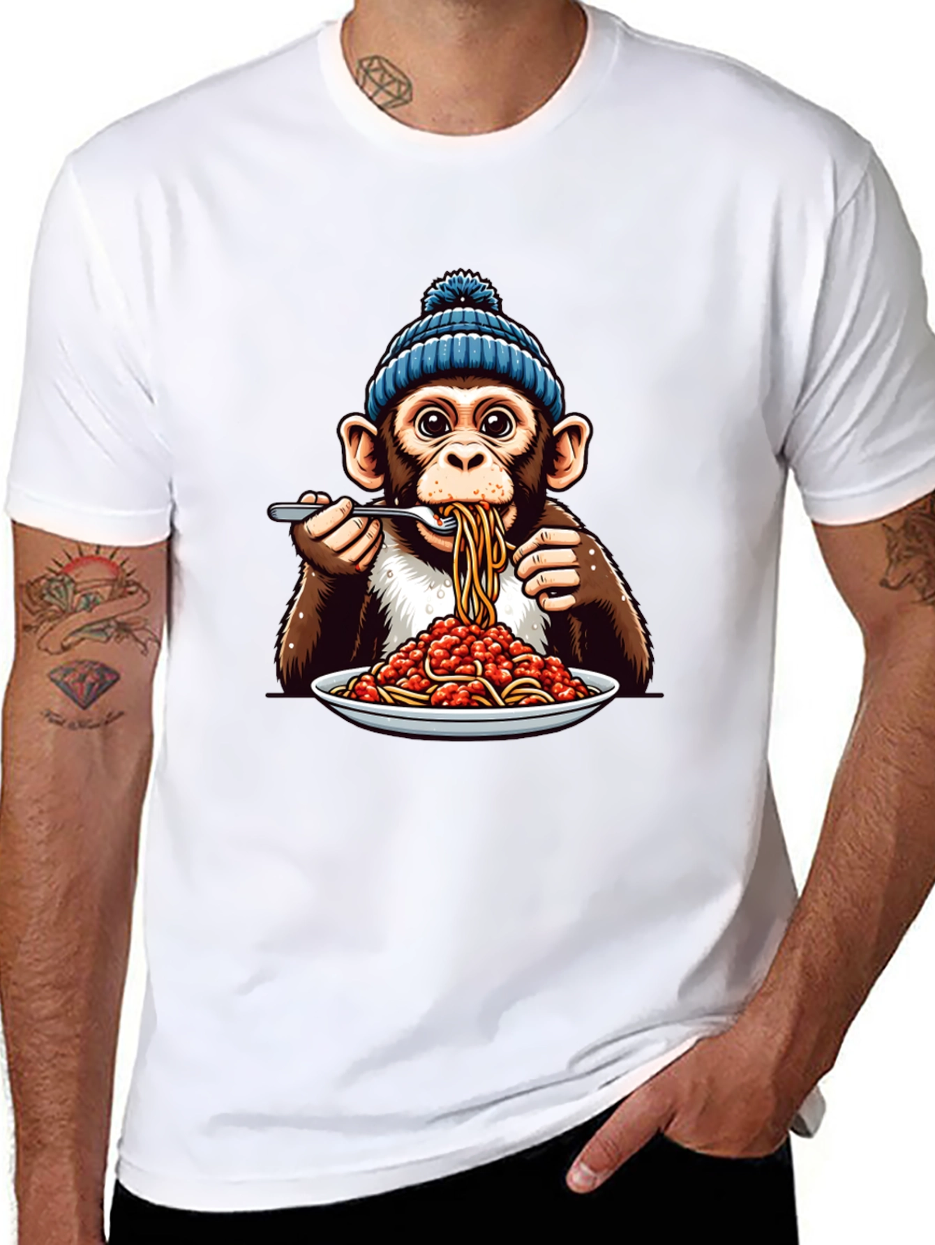 Monkey Eating Spaghetti T-Shirt