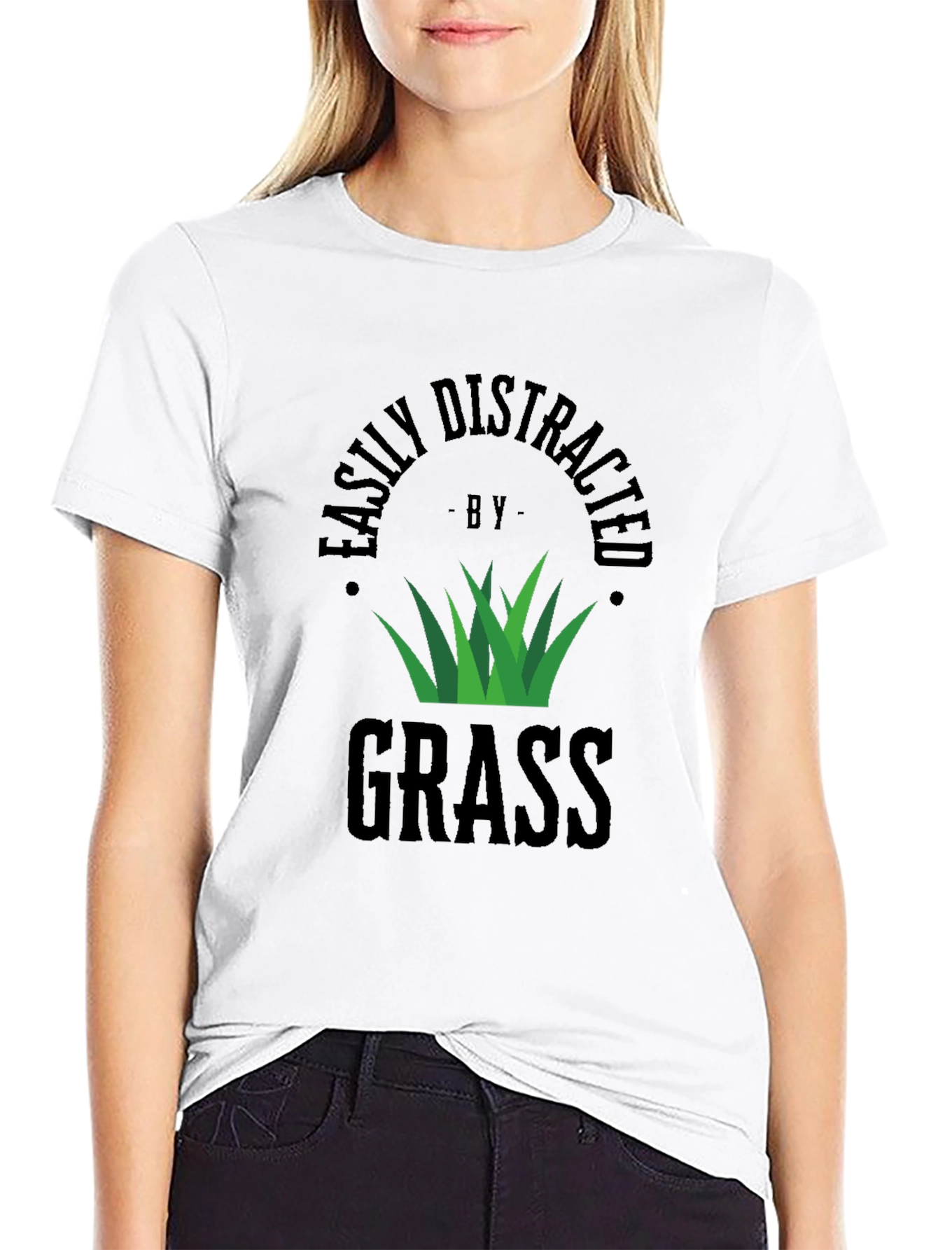 Easily Distracted by Grass Black T-Shirt