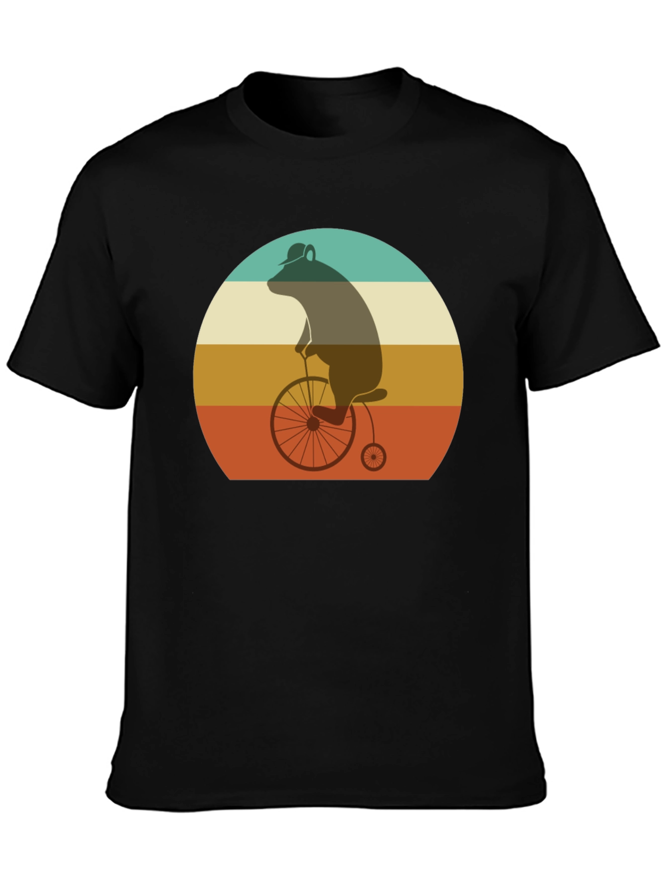 Retro Bear on Bicycle Graphic T-Shirt
