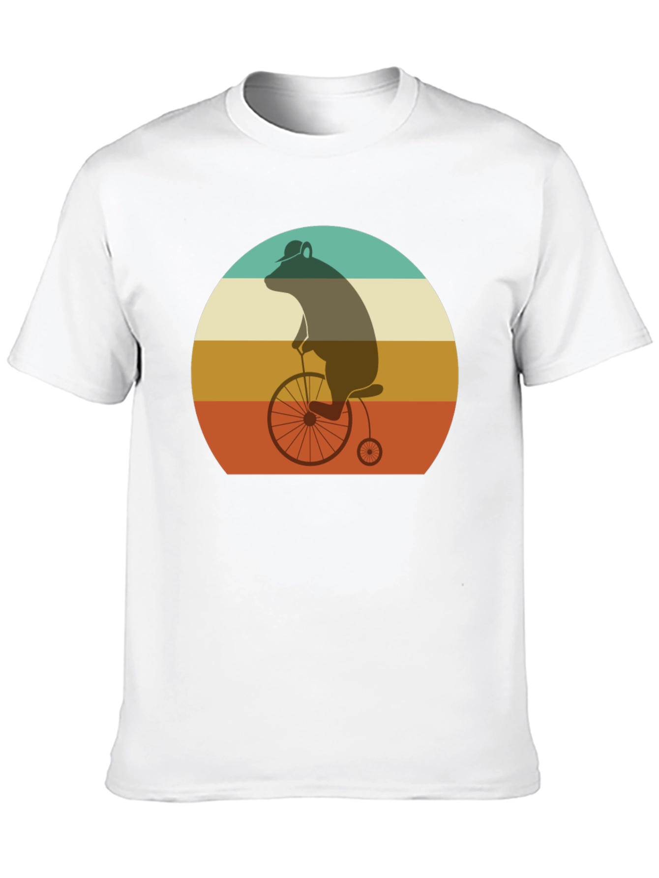 Retro Bear on Bicycle Graphic T-Shirt