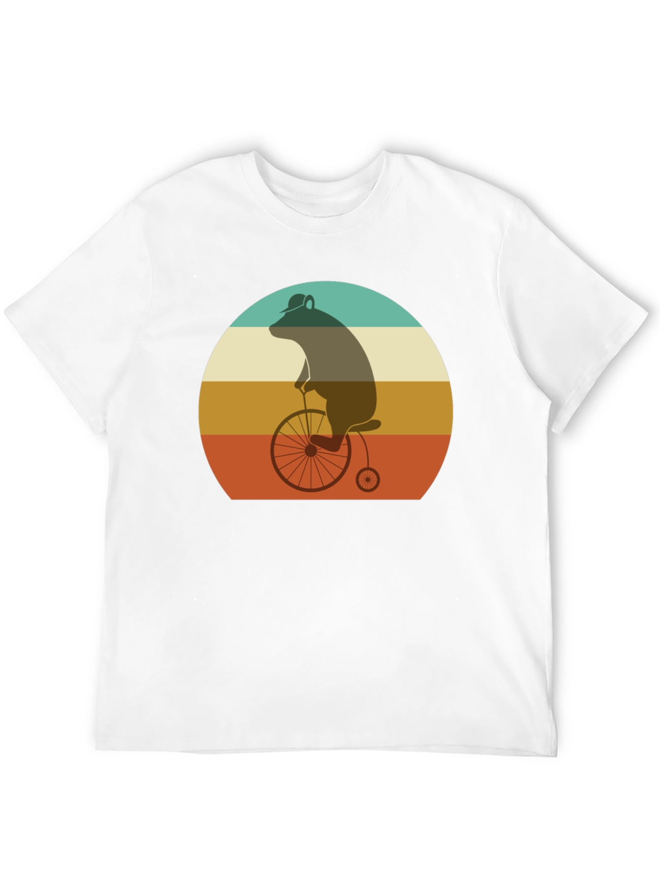 Retro Bear on Bicycle Graphic T-Shirt