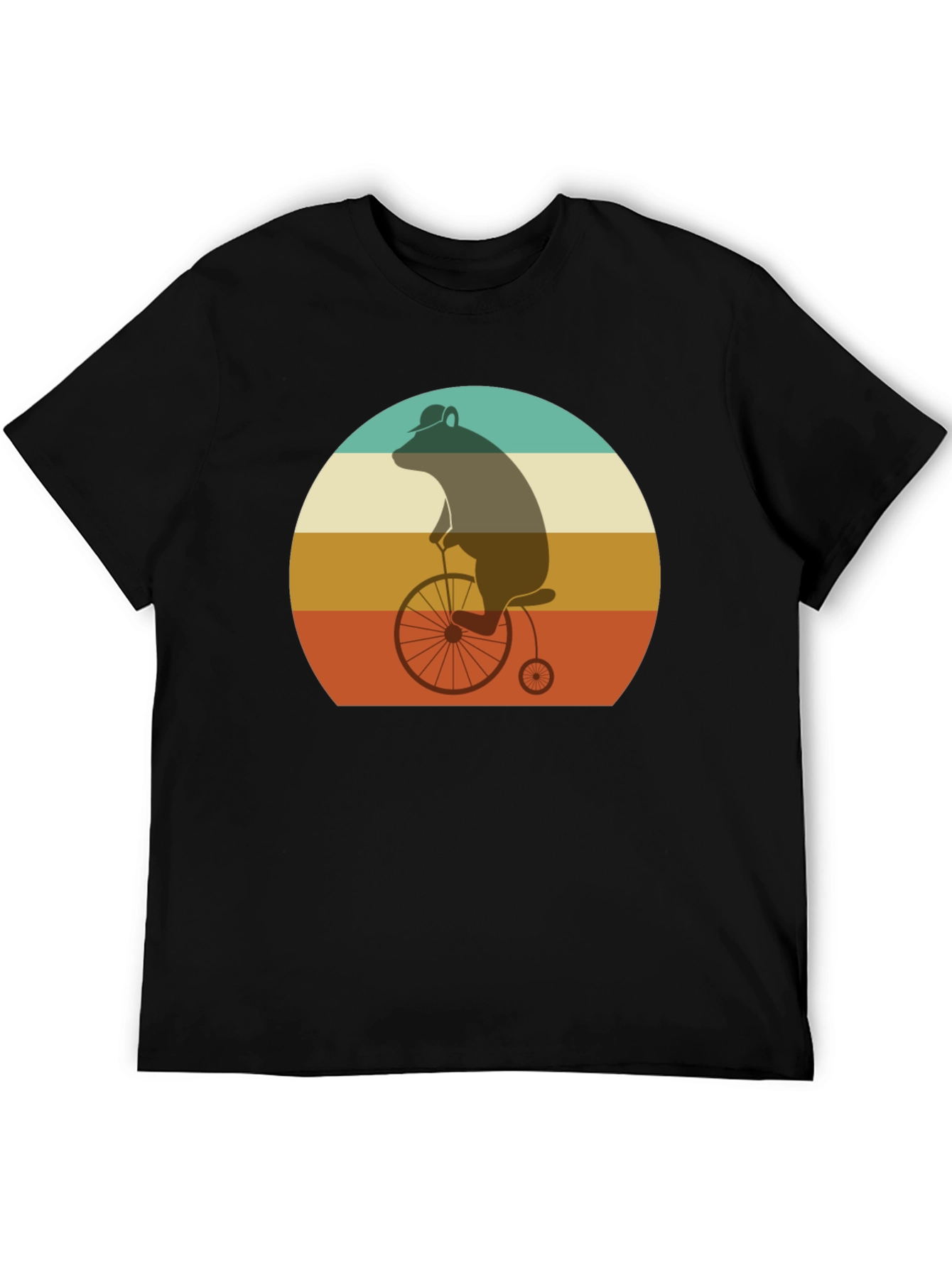 Retro Bear on Bicycle Graphic T-Shirt