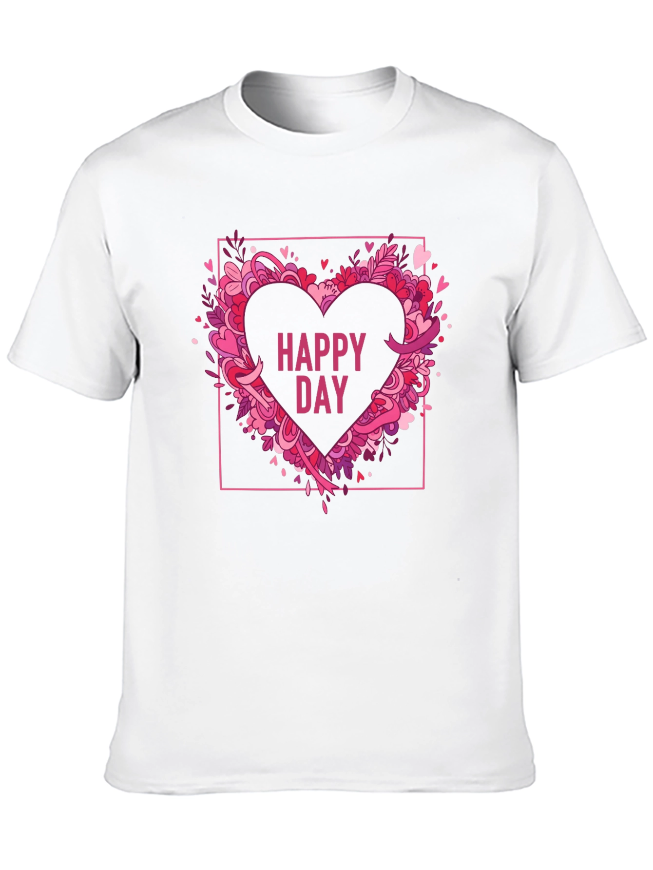 Happy Day Heart Graphic Black T-Shirt