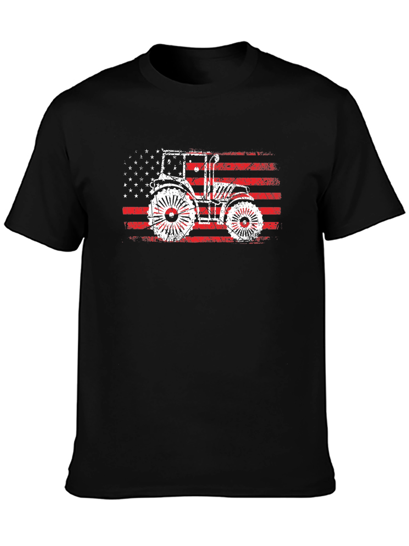 American Flag Tractor Graphic T-Shirt