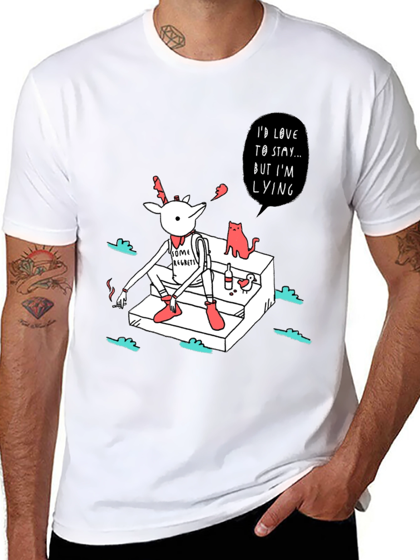 Regretful Deer T-Shirt: Id Love to Stay