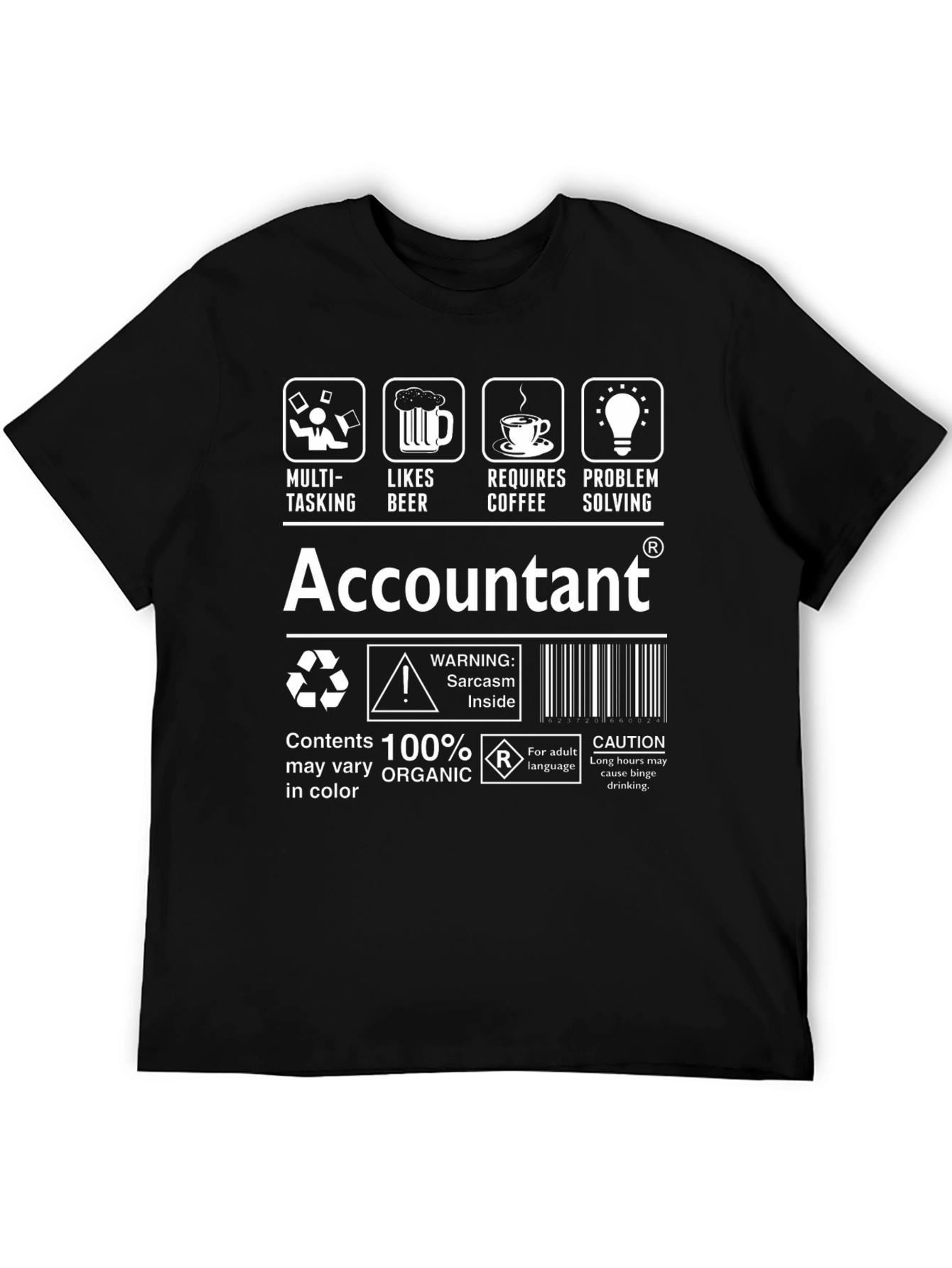Accountant T-Shirt: Multi-Tasking Likes Beer Coffee Problem Solving