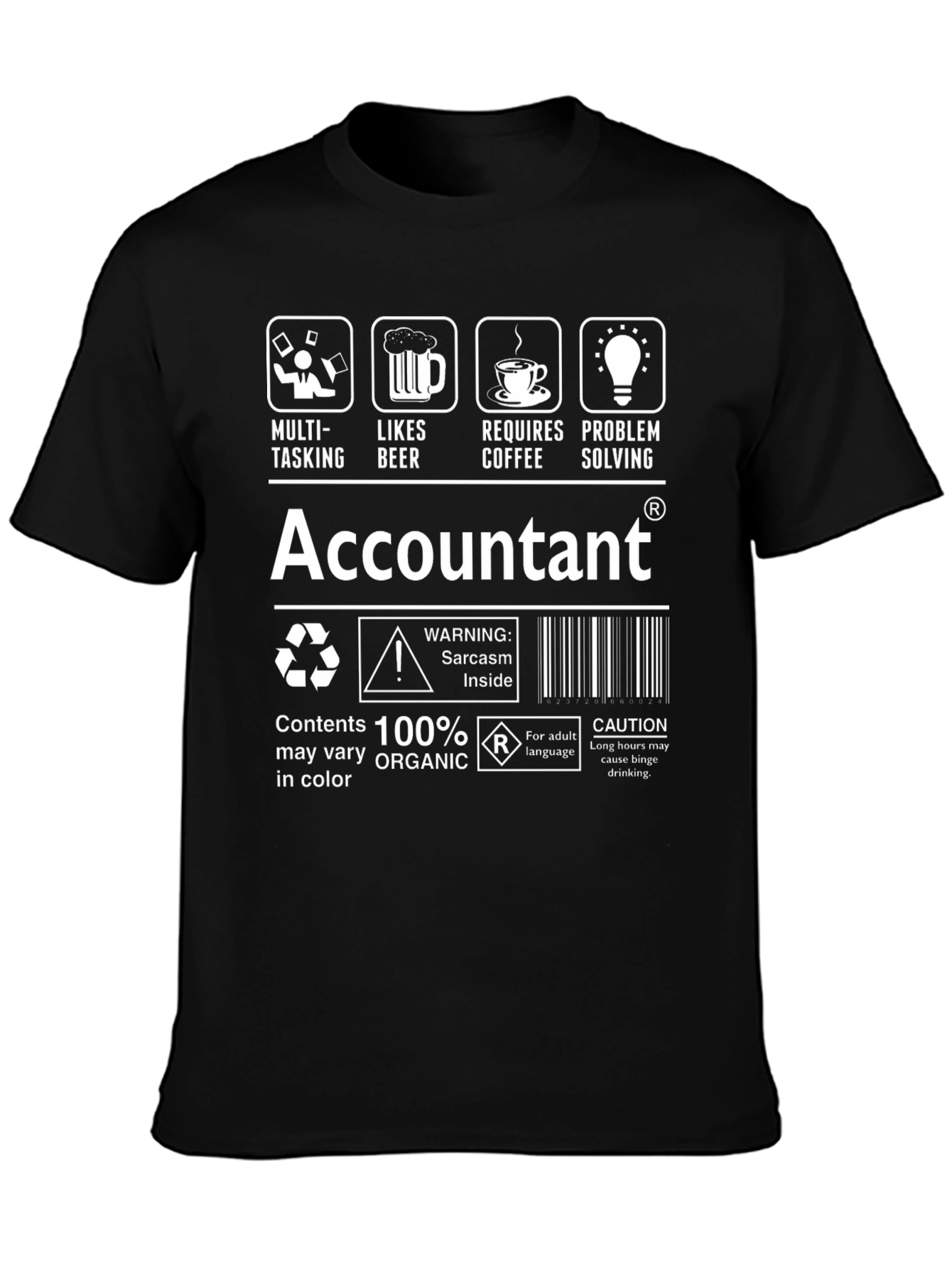 Accountant T-Shirt: Multi-Tasking Likes Beer Coffee Problem Solving