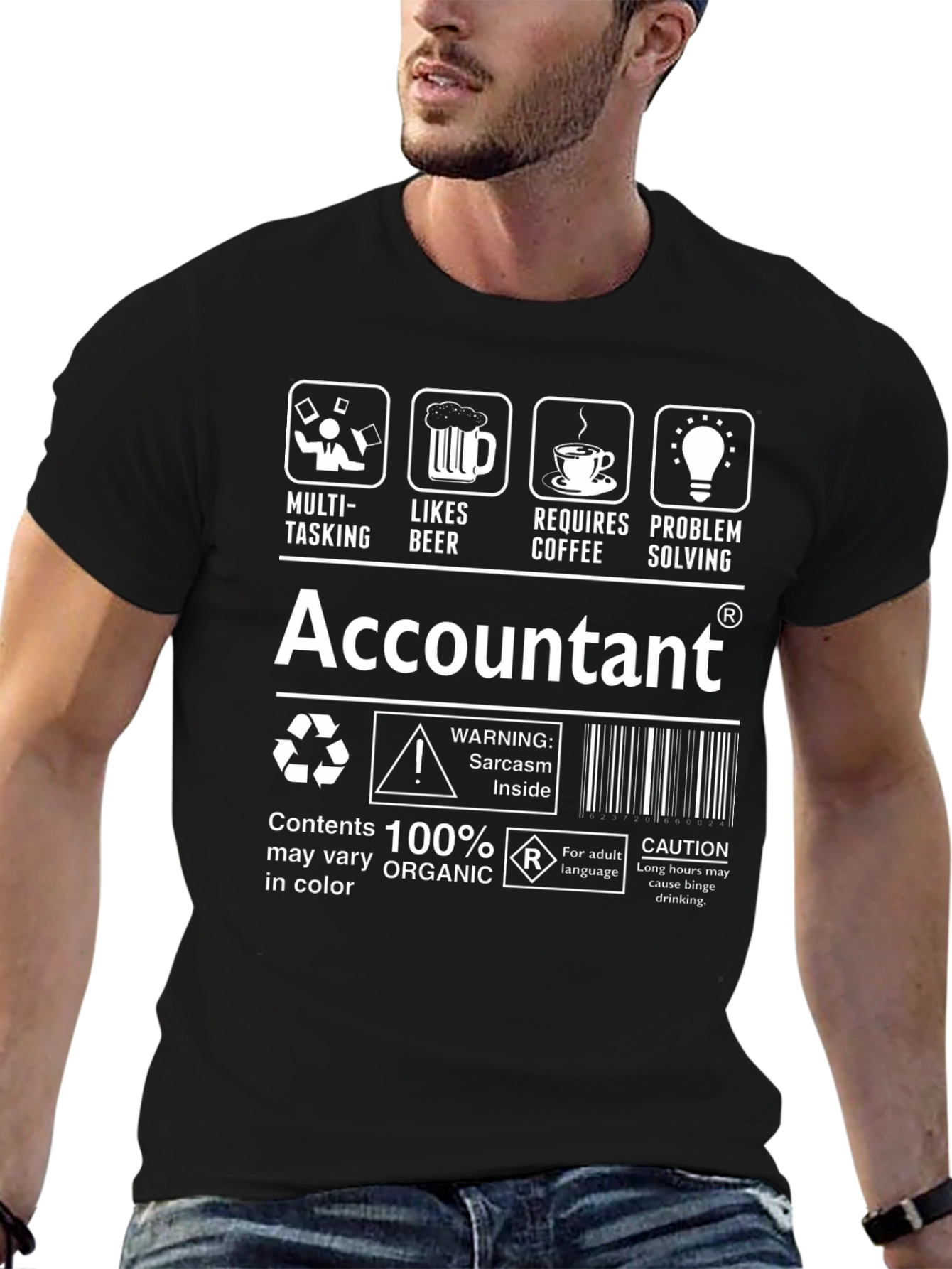 Accountant T-Shirt: Multi-Tasking Likes Beer Coffee Problem Solving