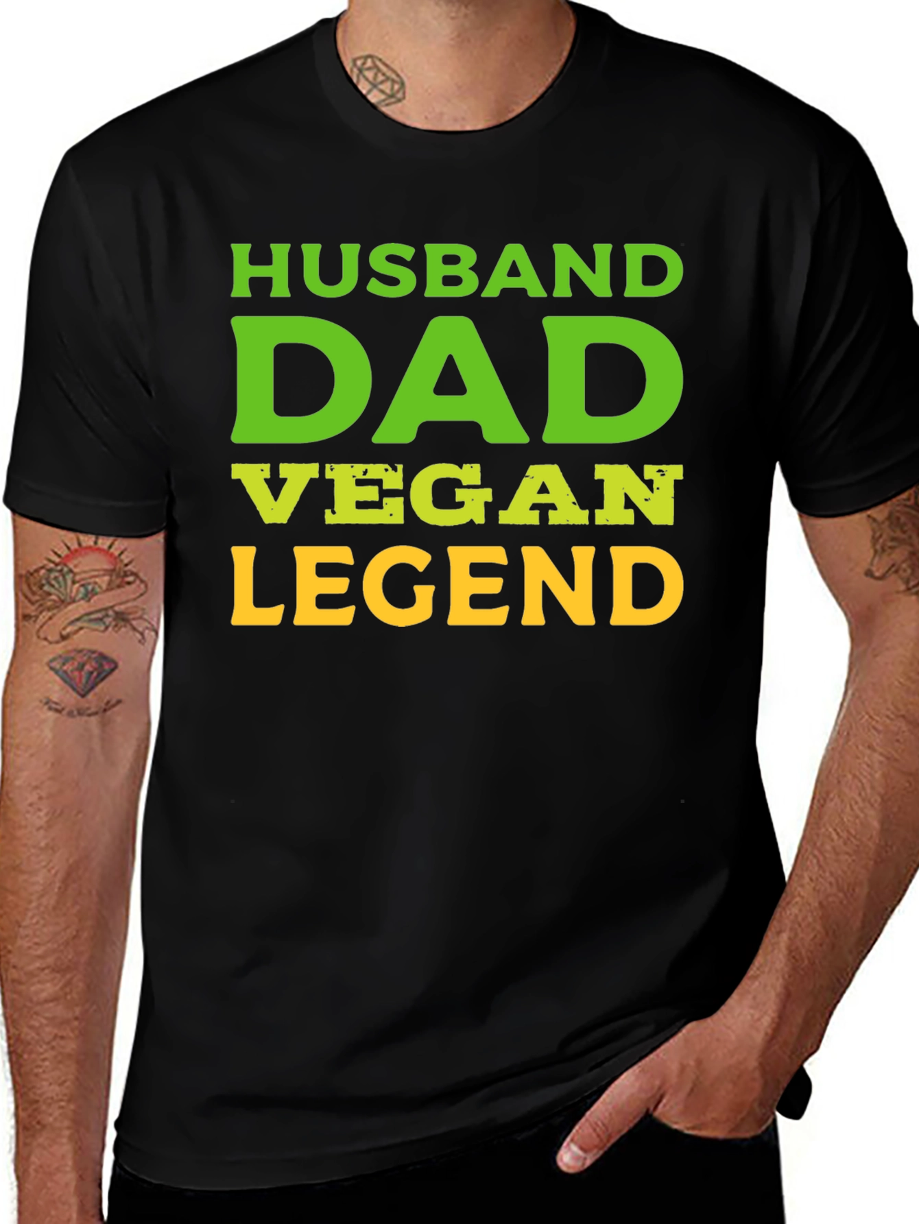 Husband Dad Vegan Legend Black Graphic Tee