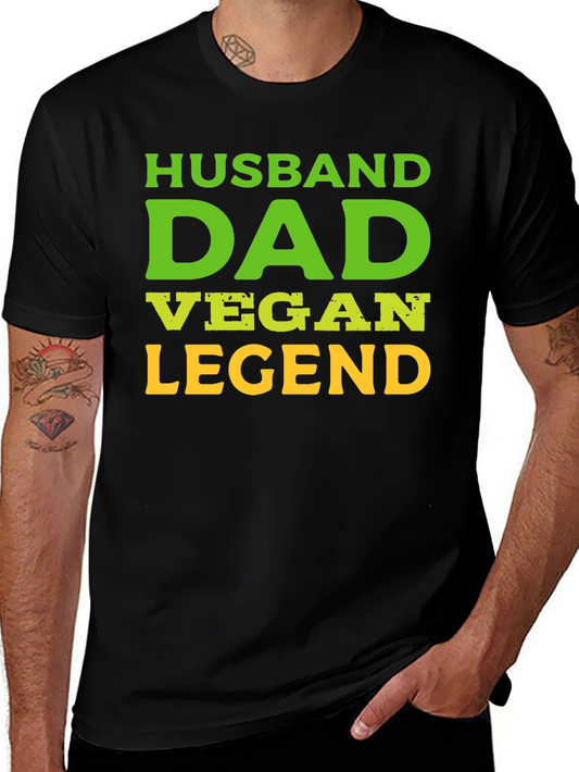Husband Dad Vegan Legend Black Graphic Tee