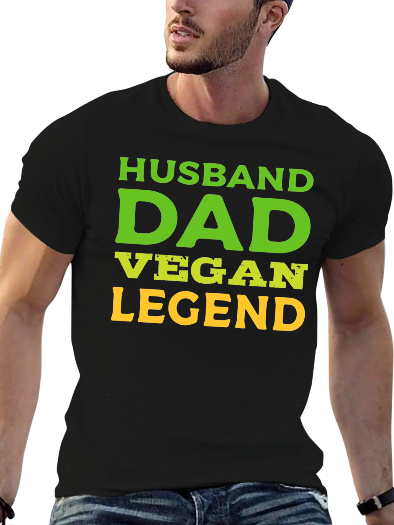 Husband Dad Vegan Legend Black Graphic Tee