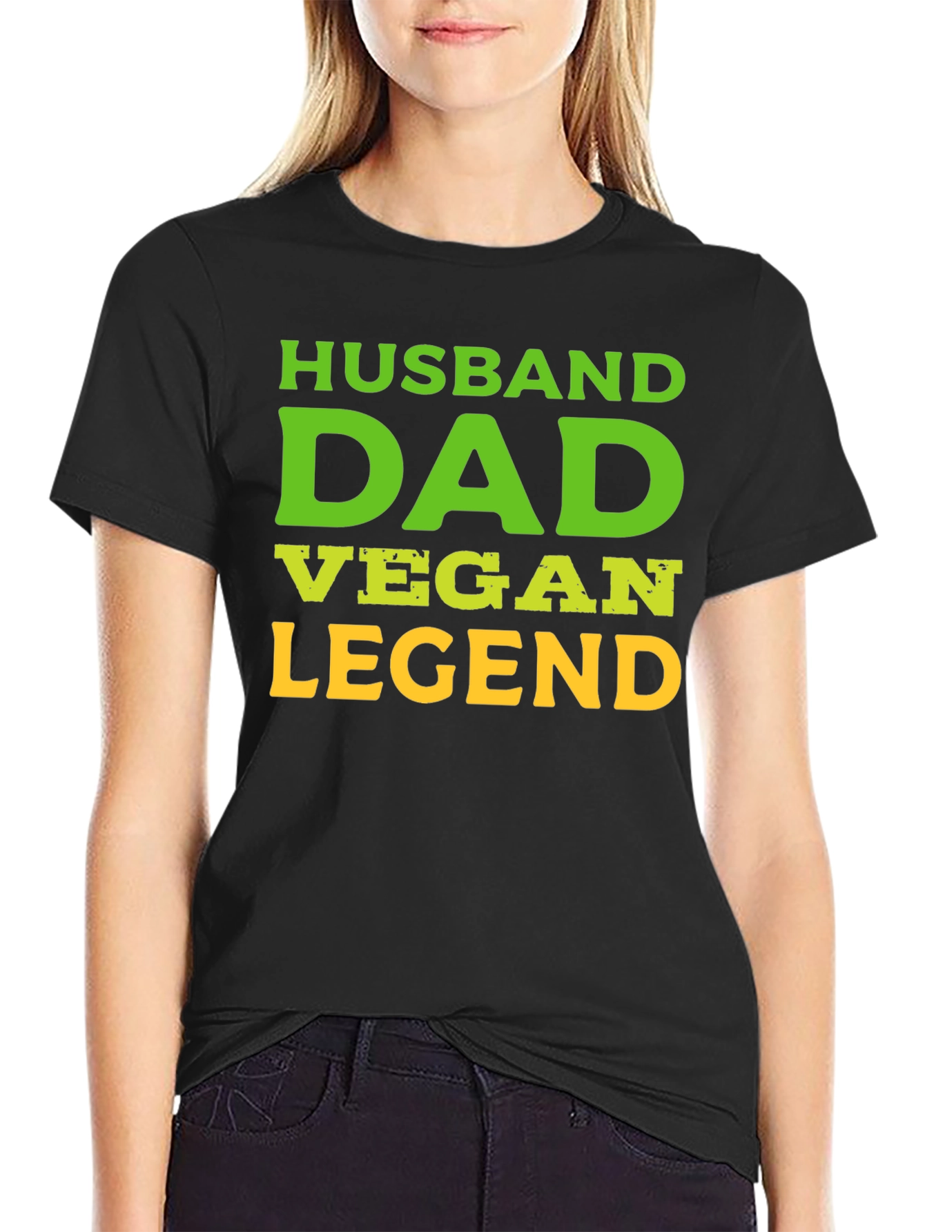 Husband Dad Vegan Legend Black Graphic Tee