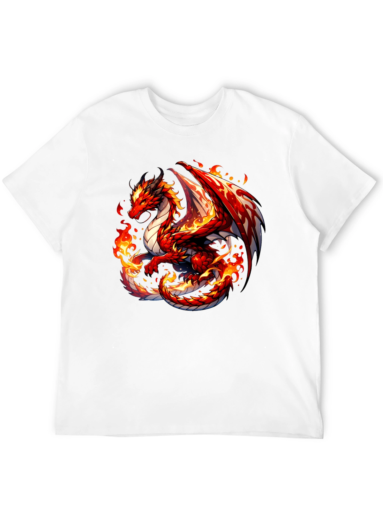 Fiery Dragon Graphic Tee - Black Cotton Shirt