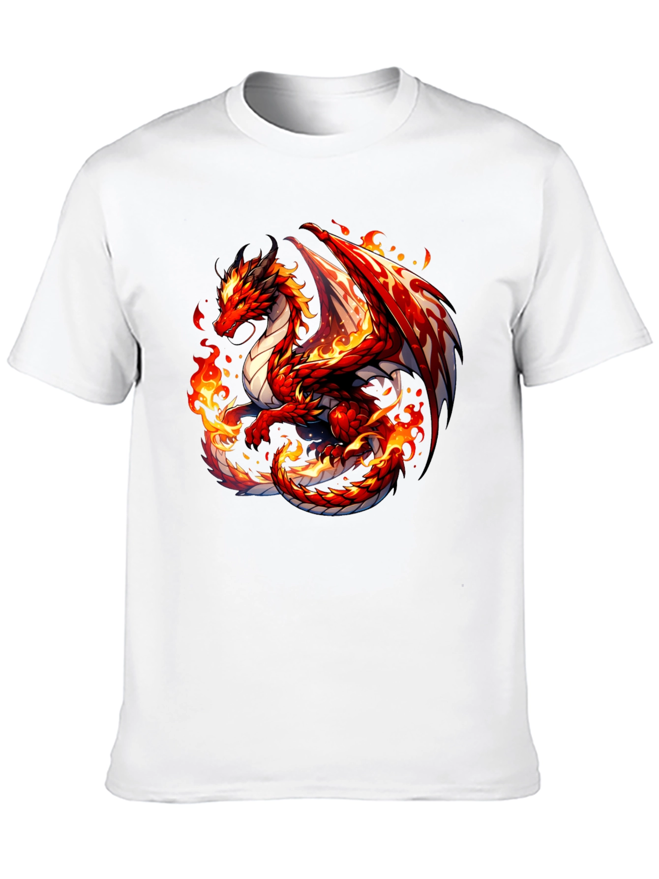 Fiery Dragon Graphic Tee - Black Cotton Shirt