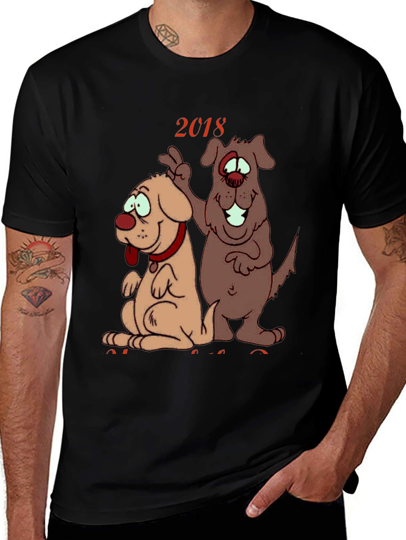 2018 Dog Cartoon Graphic Tee Shirt