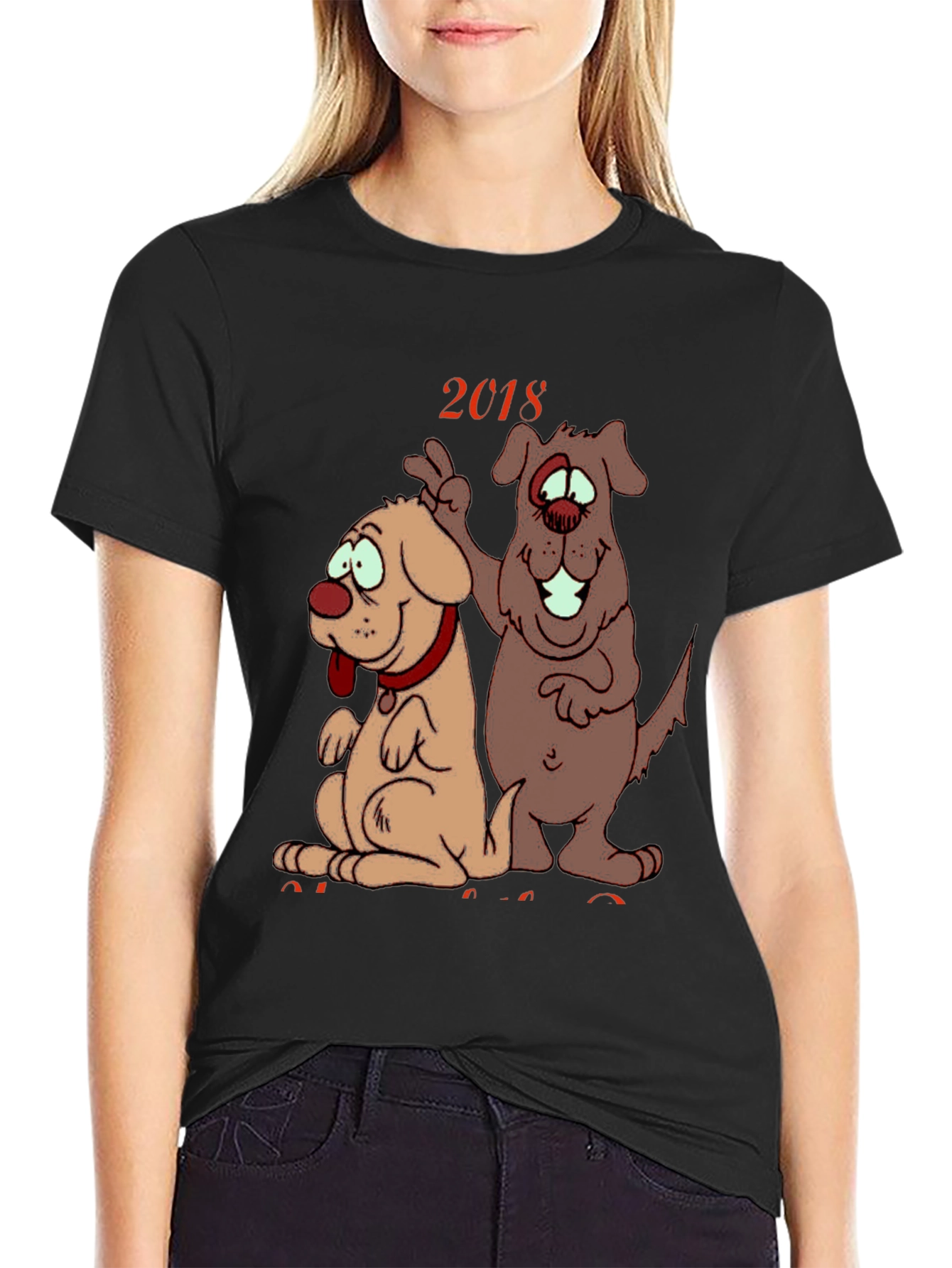 2018 Dog Cartoon Graphic Tee Shirt