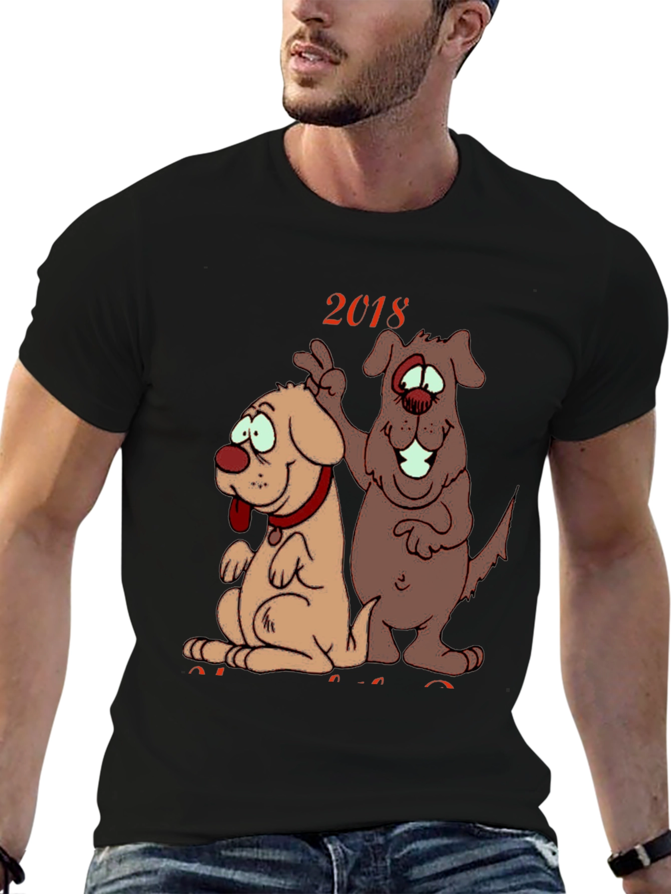 2018 Dog Cartoon Graphic Tee Shirt