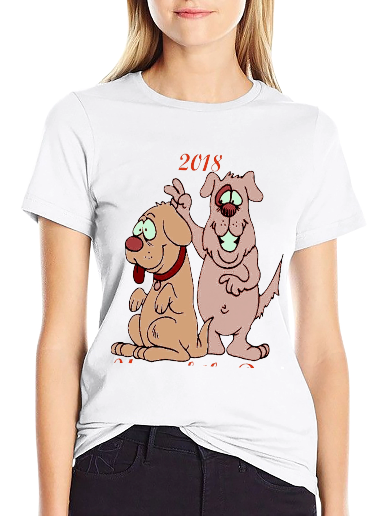 2018 Dog Cartoon Graphic Tee Shirt