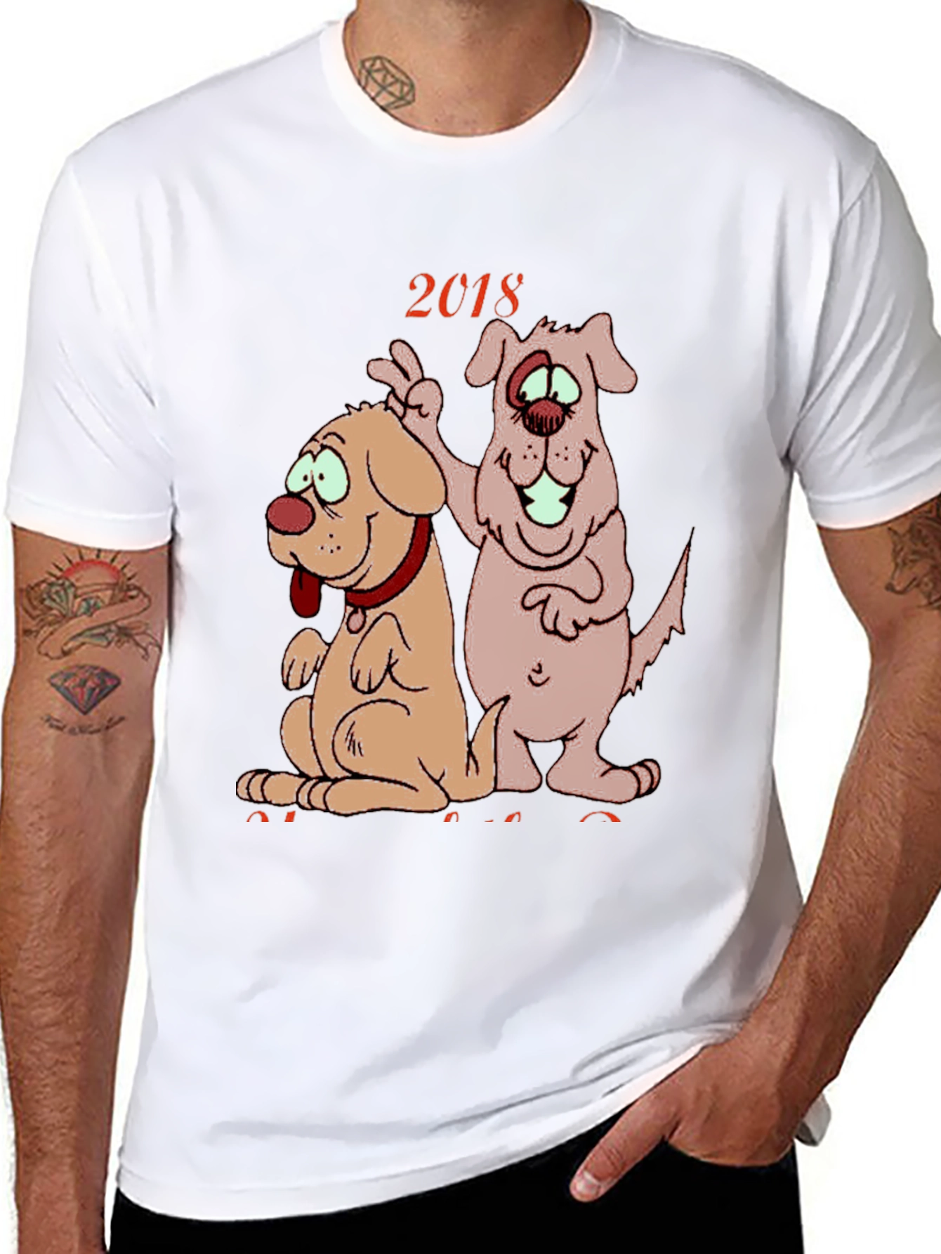 2018 Dog Cartoon Graphic Tee Shirt