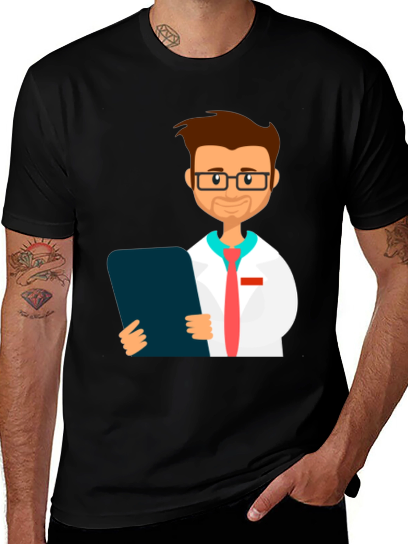 Cartoon Doctor Graphic T-Shirt - Novelty Tee