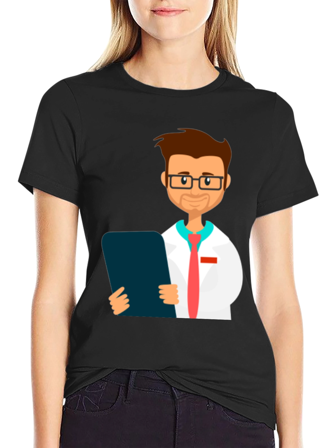 Cartoon Doctor Graphic T-Shirt - Novelty Tee