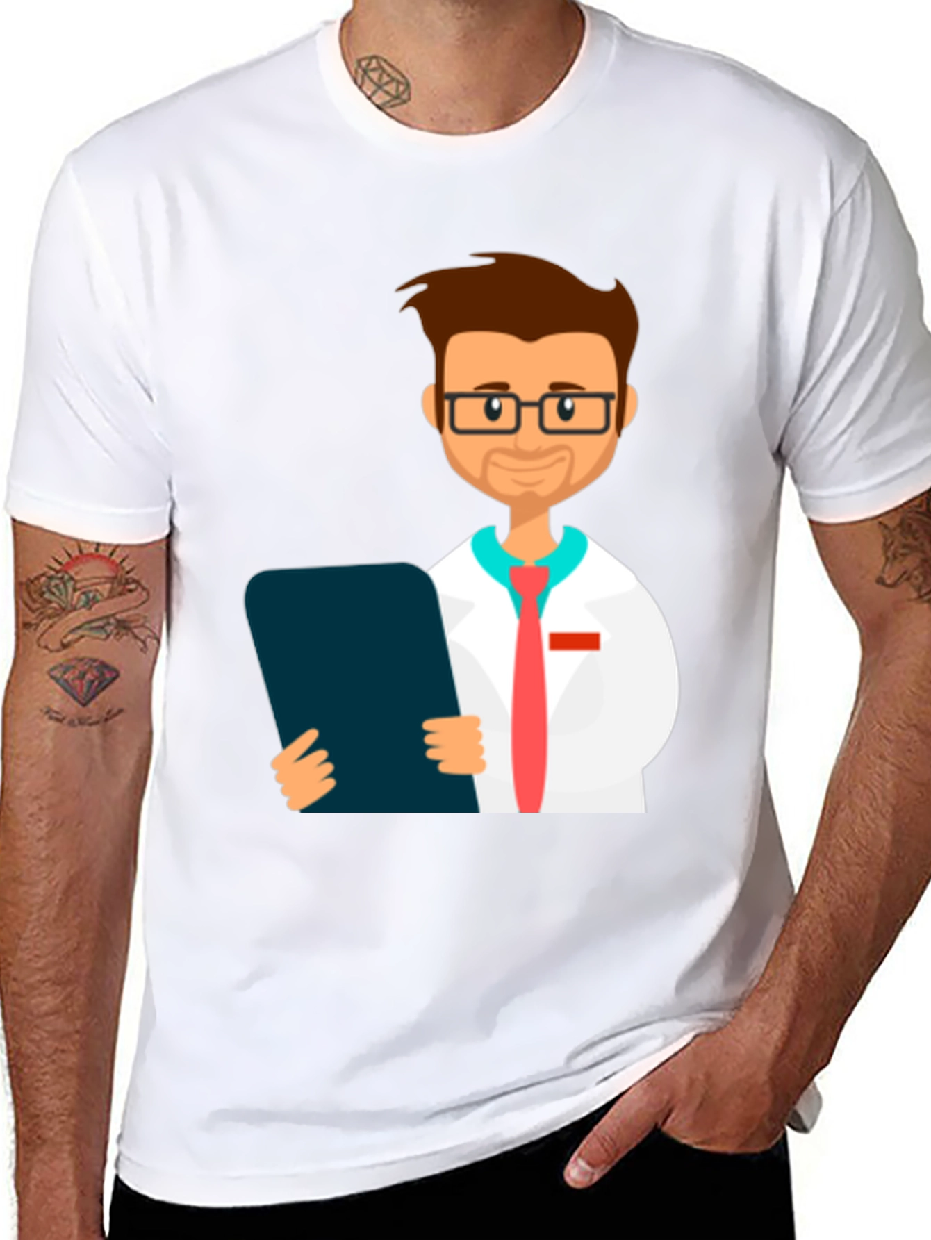 Cartoon Doctor Graphic T-Shirt - Novelty Tee