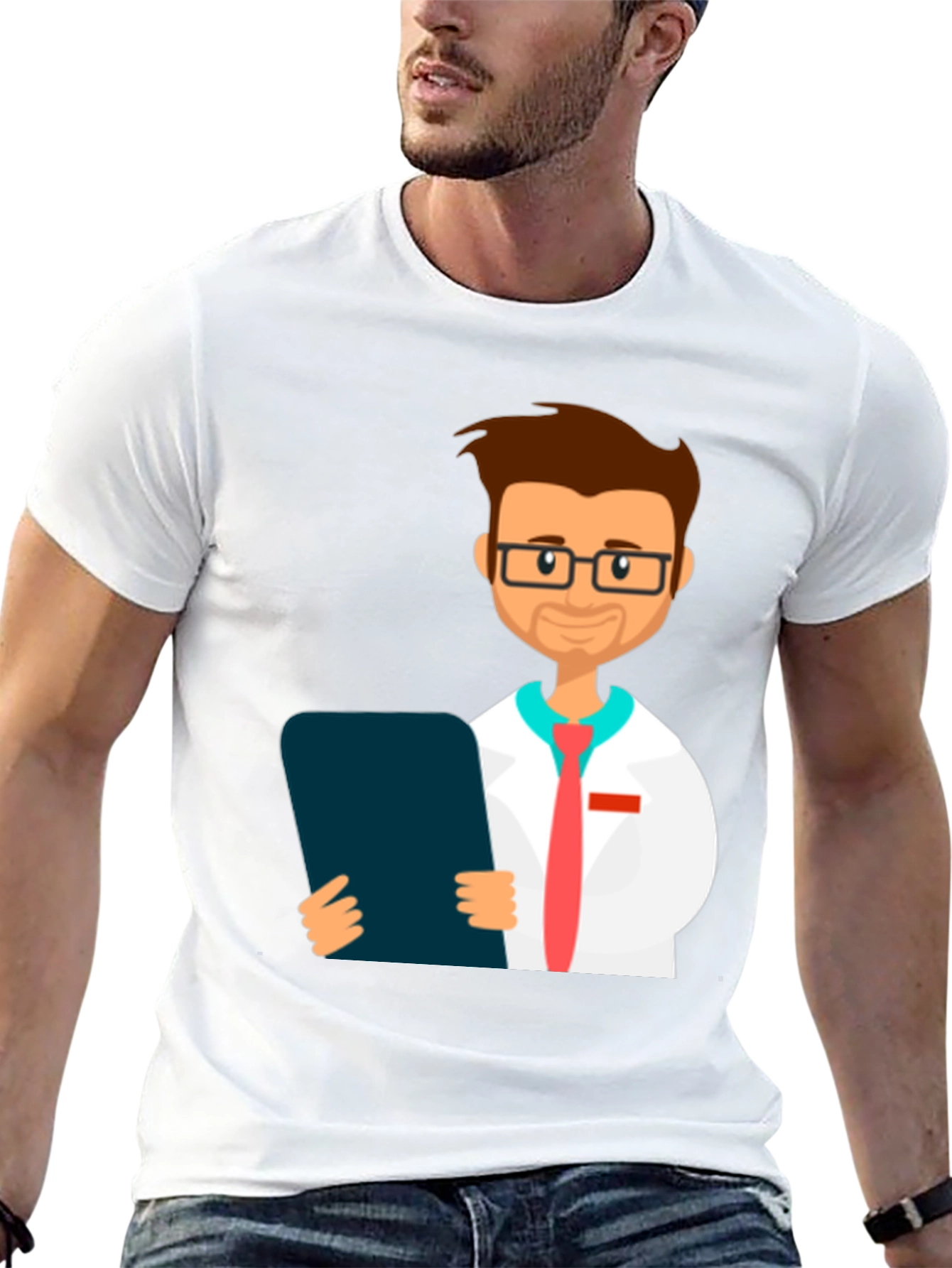 Cartoon Doctor Graphic T-Shirt - Novelty Tee