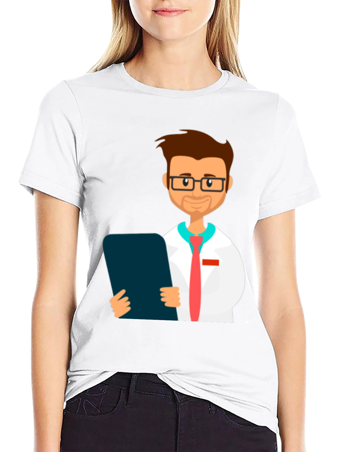 Cartoon Doctor Graphic T-Shirt - Novelty Tee