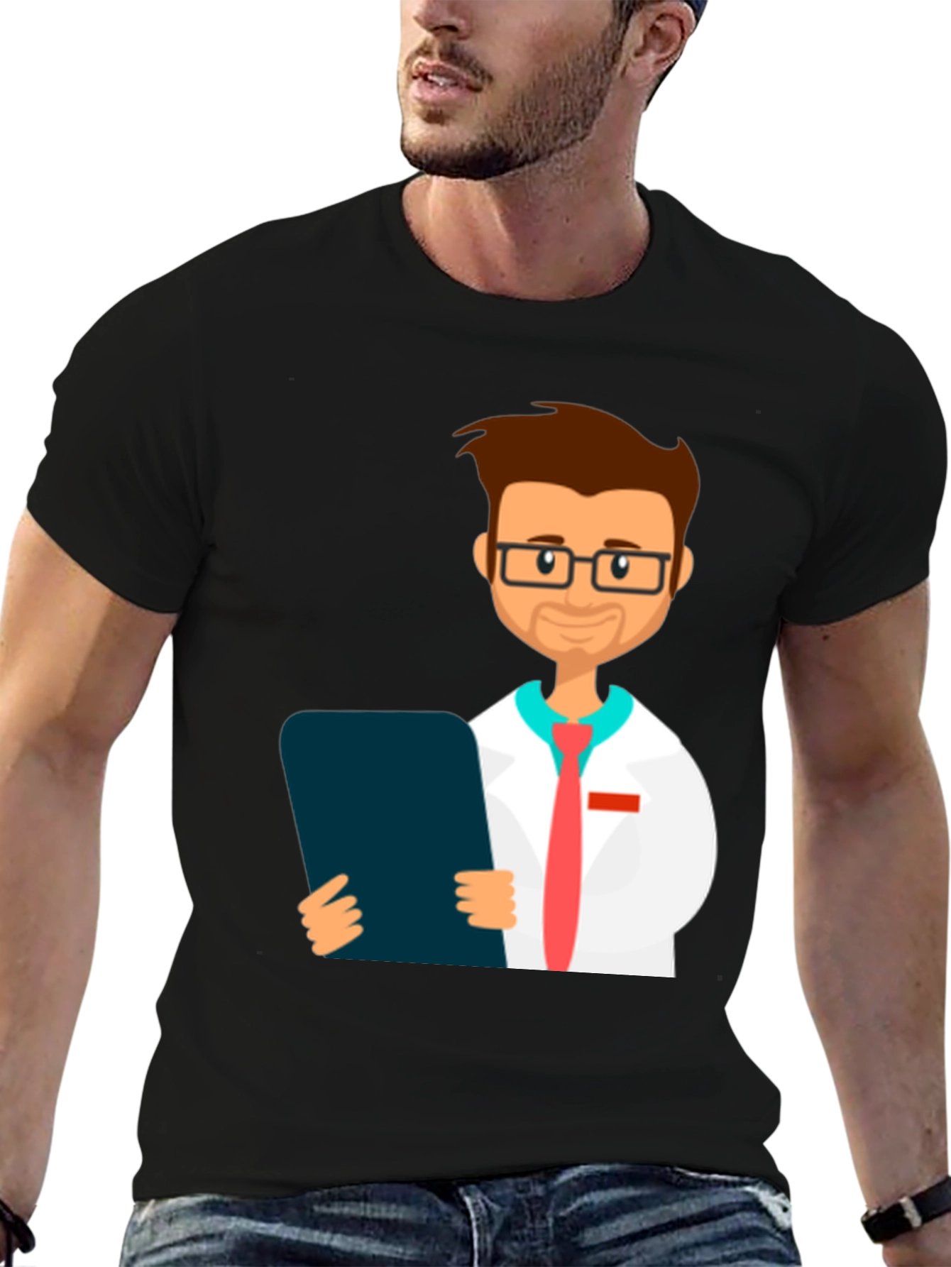 Cartoon Doctor Graphic T-Shirt - Novelty Tee
