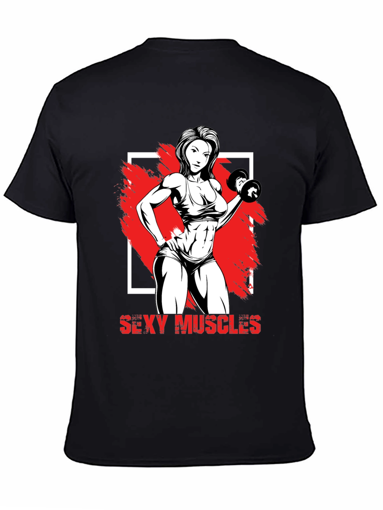 Sexy Muscles Graphic Black T-Shirt - Fitness Apparel