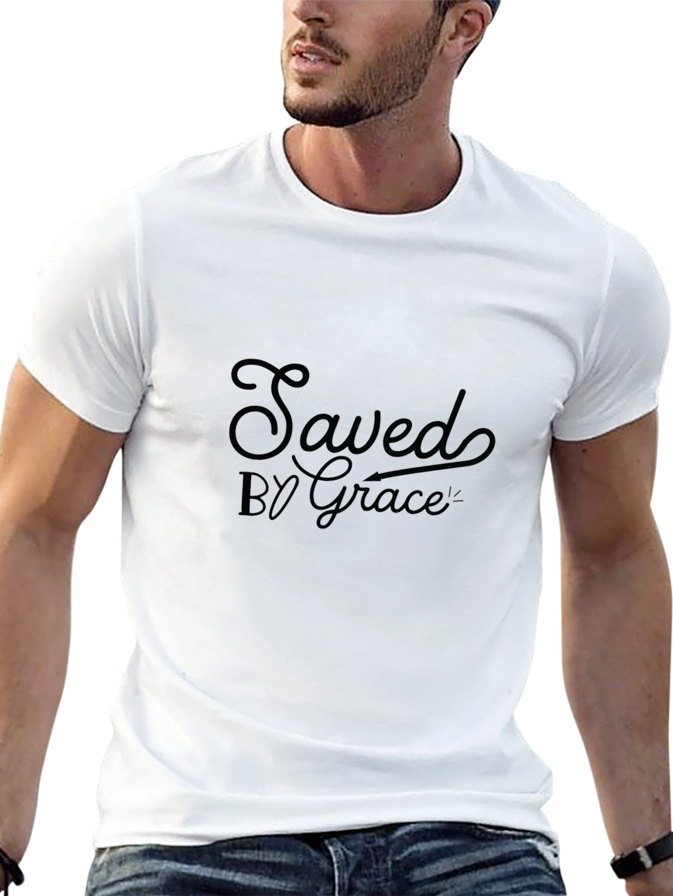 Saved by Grace Black T-Shirt - Christian Apparel