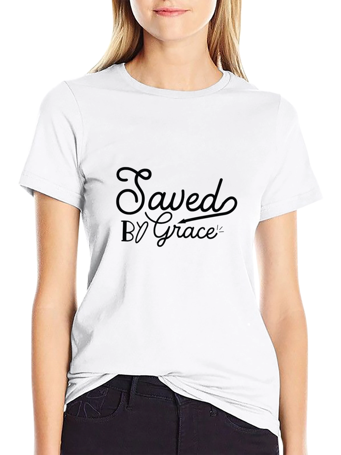 Saved by Grace Black T-Shirt - Christian Apparel