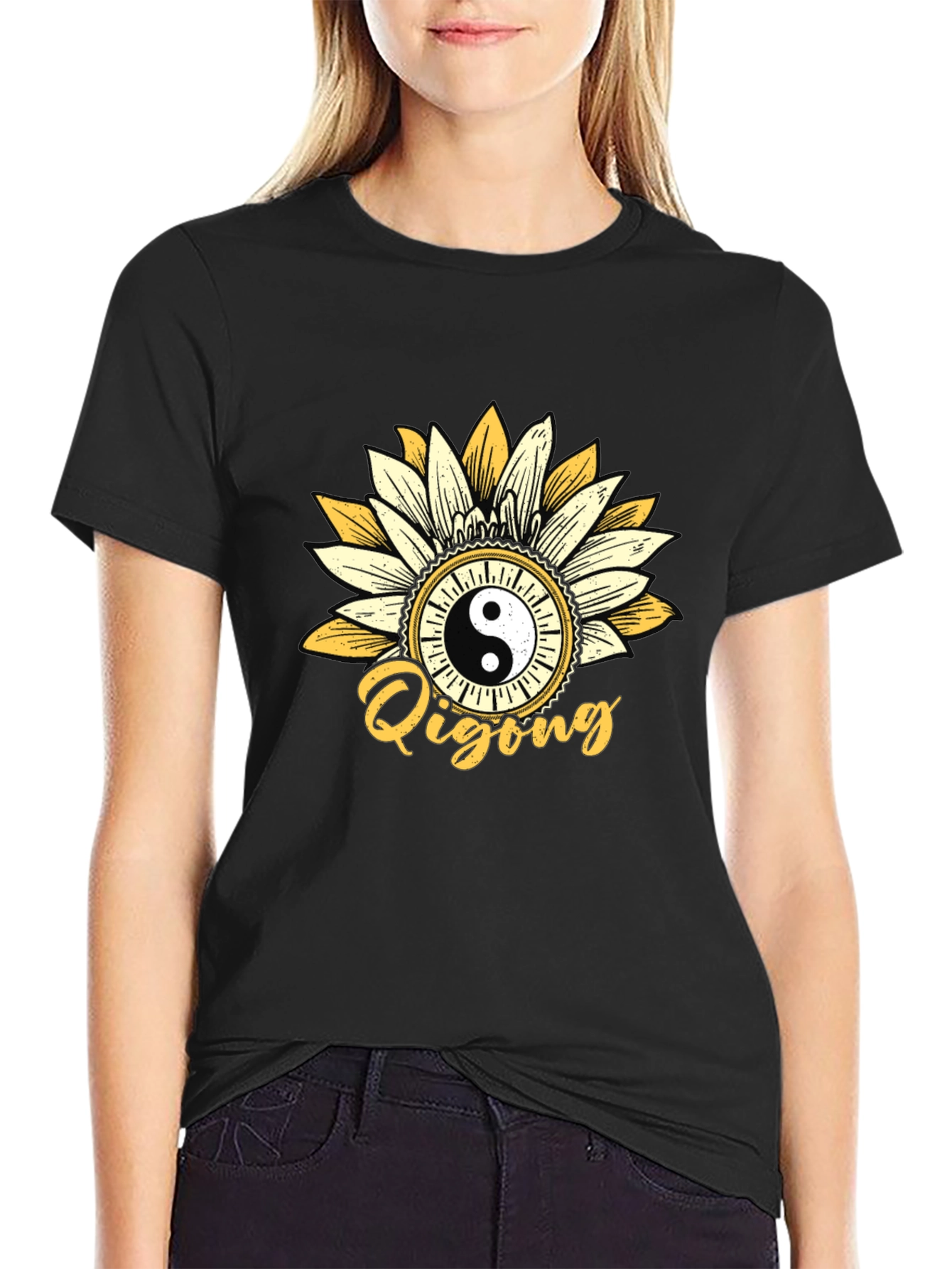 Yin Yang Qigong Sunflower Graphic Tee