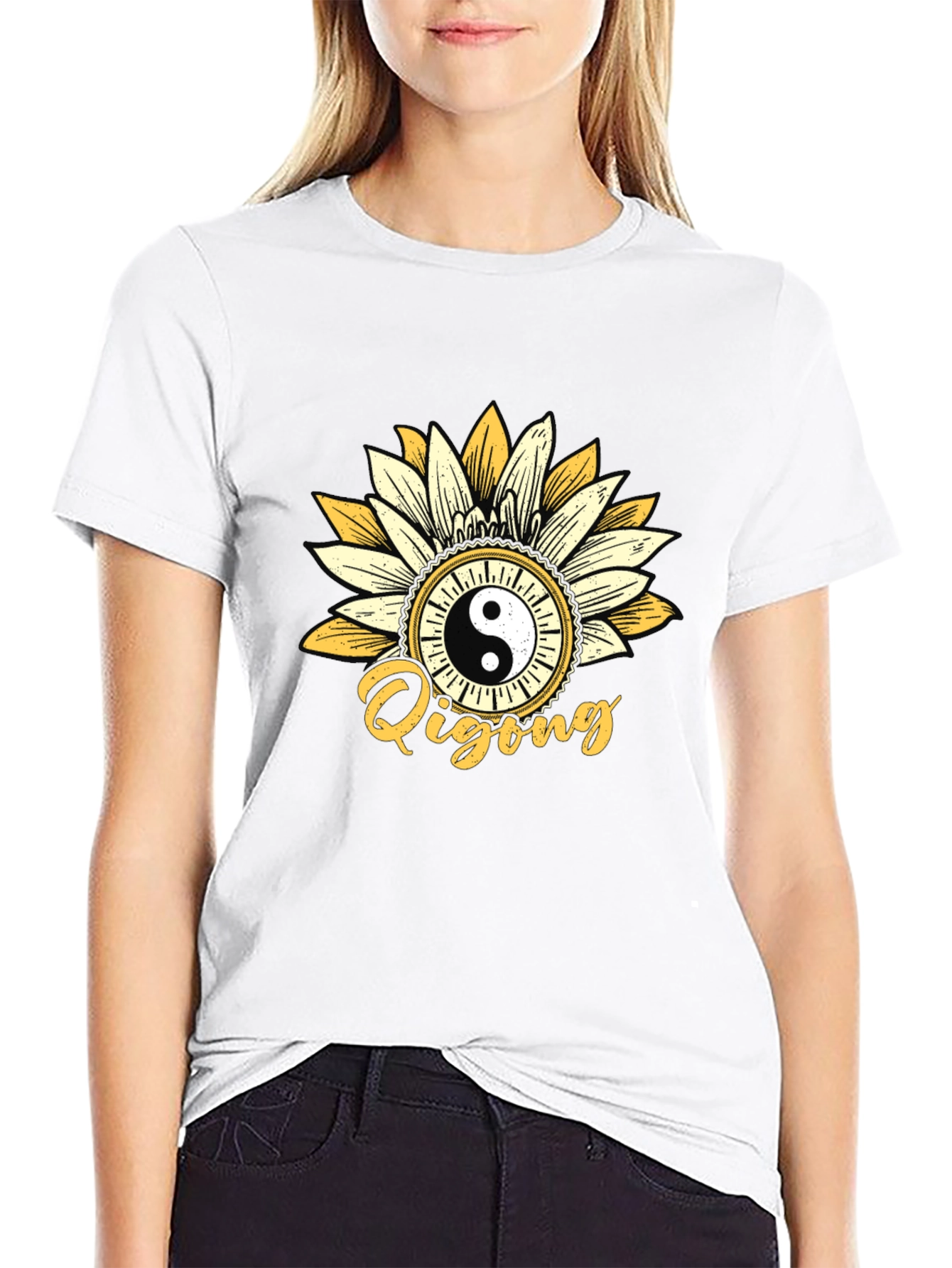 Yin Yang Qigong Sunflower Graphic Tee